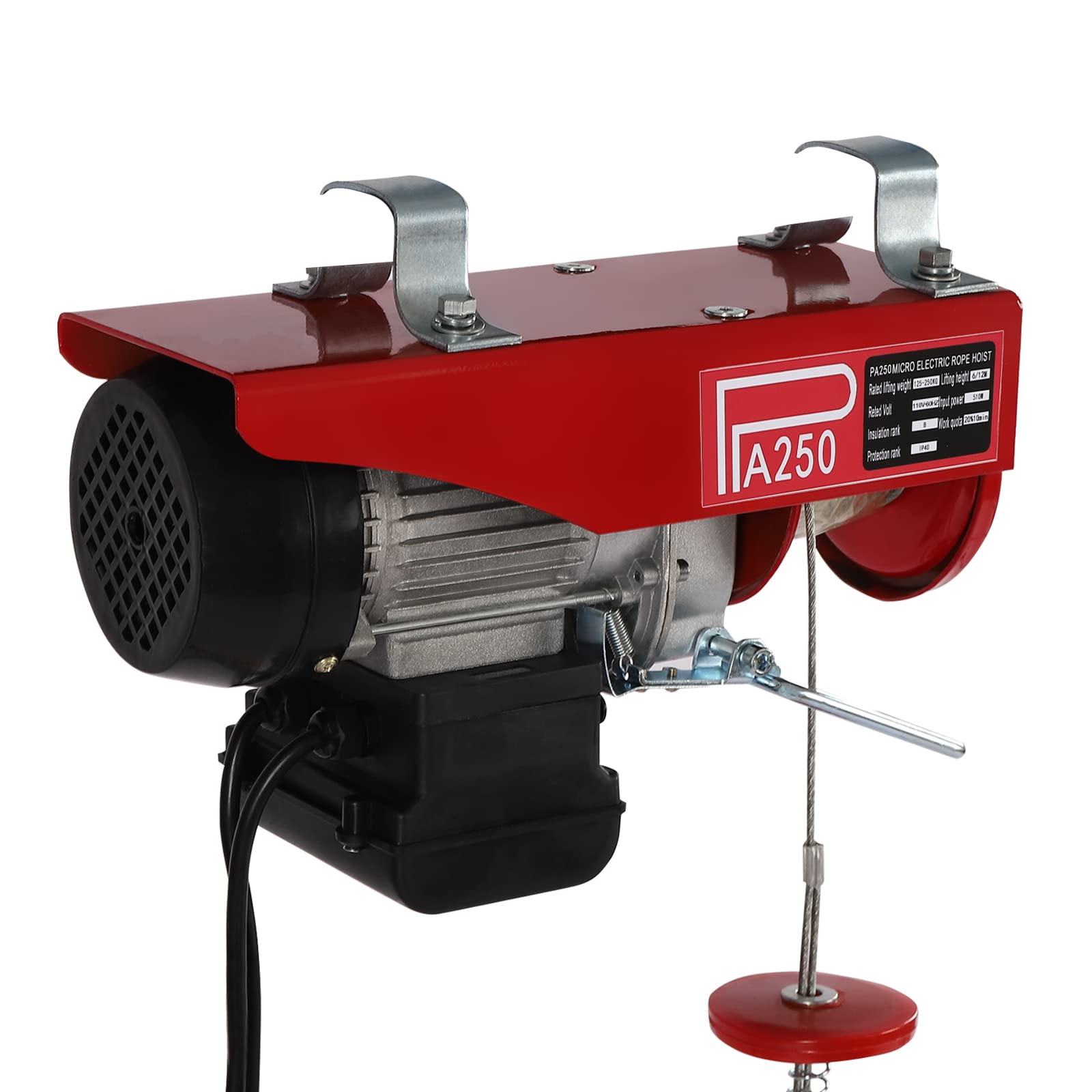 110V 510W Electric Hoist Crane with Wired Remote Control - 250KG/551LBS Capacity Overhead Lift for Garage, Workshop & Construction - Single/Double Slings Strap Beam Mounting Winch System