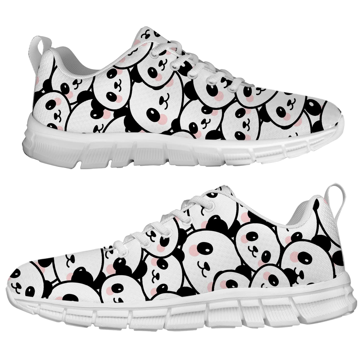 3D Printed Panda Face Sneakers for Women & Men - Breathable Mesh Tennis Shoes in White & Black (Women Size 10, Men Size 8.5) - Perfect Gift for Girls, Boys & Adults - Great for Casual Wear, Sports & Daily Fashion