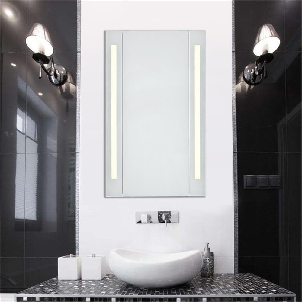 Elegant Rectangle Medicine Cabinet with 20W LED Lighting - Bathroom Mirror Storage Organizer for Makeup & Essentials | Perfect for Modern Home Decor, Vanity & Bathroom Organization
