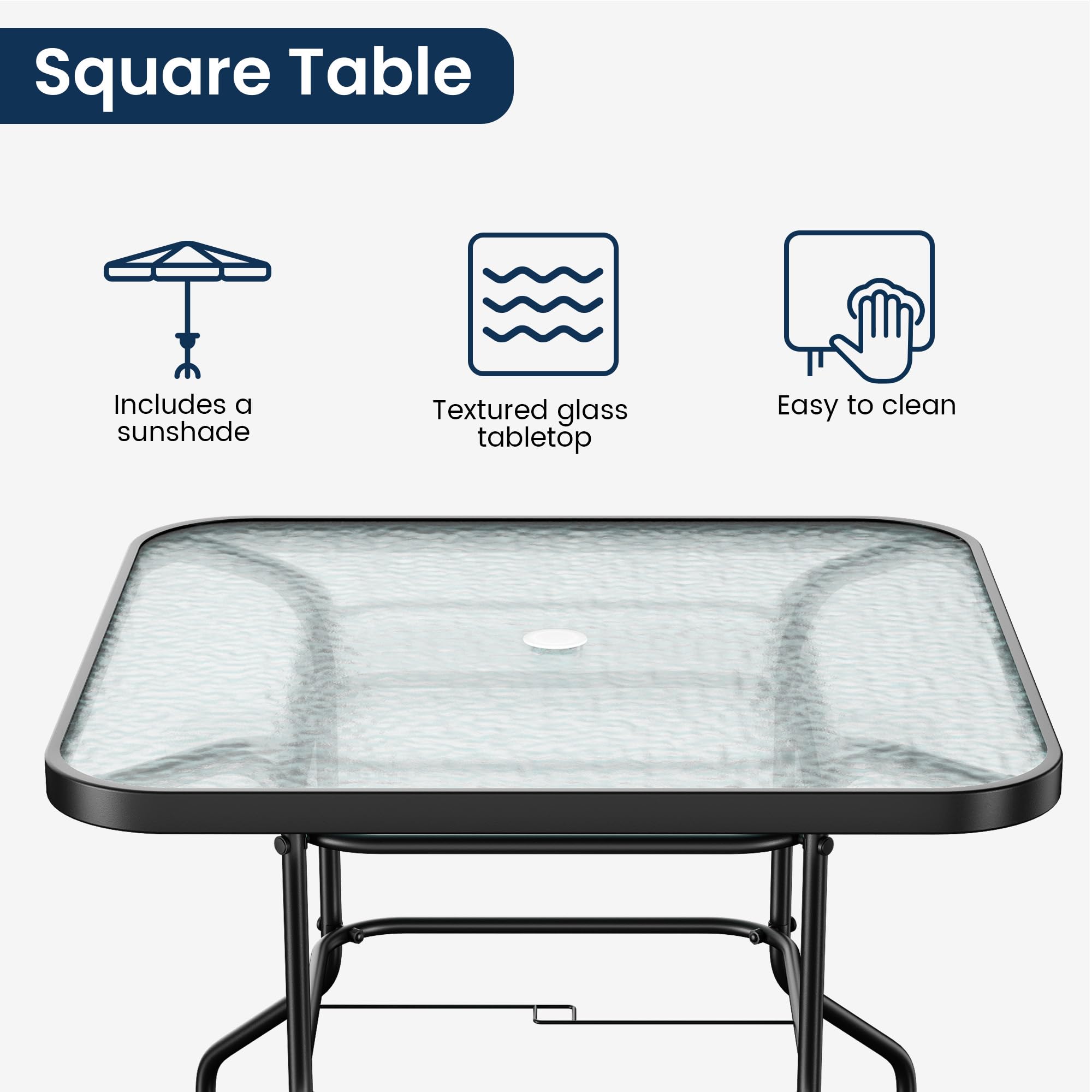 **Amopatio 4-Piece Patio Dining Set with Umbrella - Outdoor Table & Folding Chairs for Lawn, Deck, Garden, Backyard - Brown Patio Furniture Set for Relaxing & Entertaining**