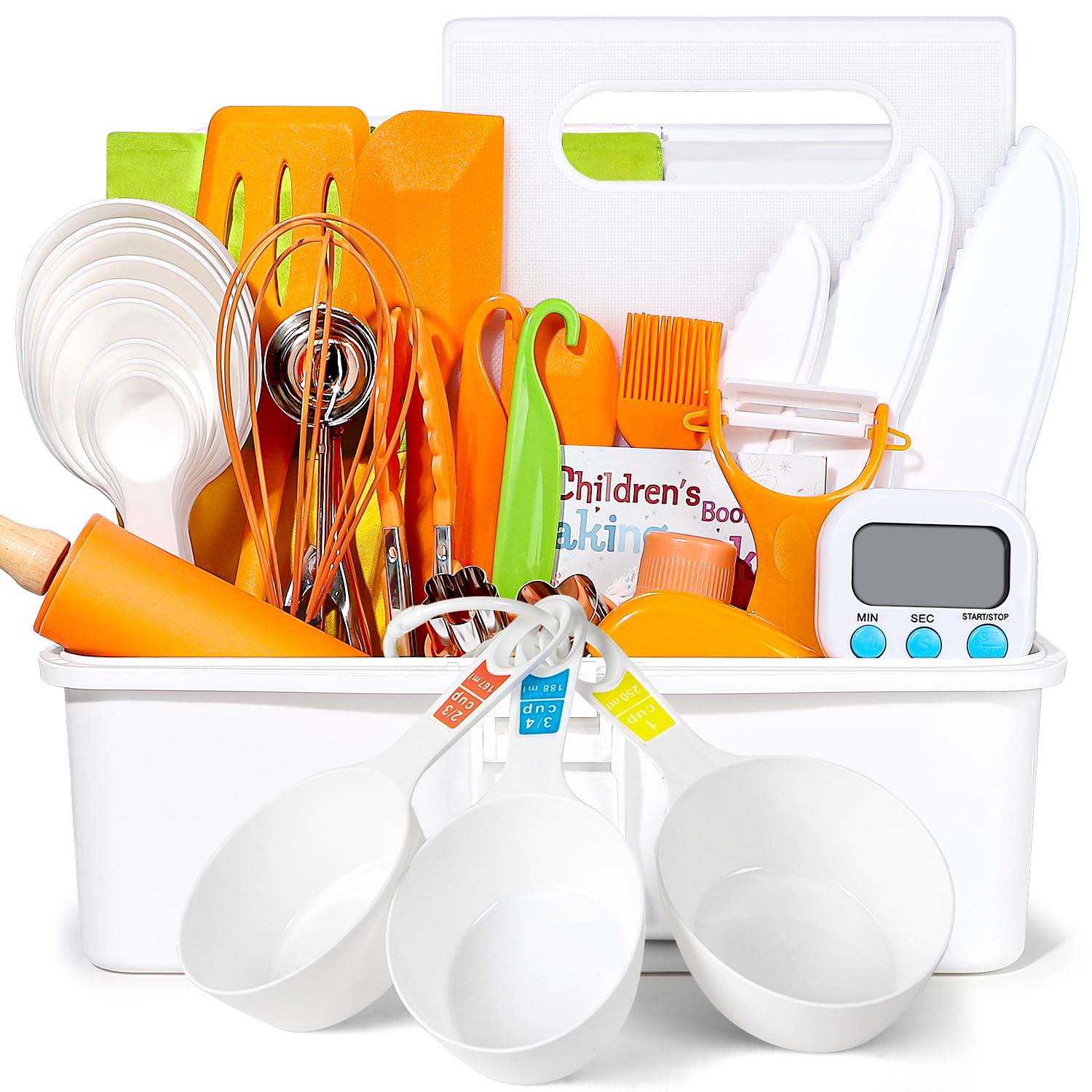 **Kids Real Cooking & Baking Gift Set with Storage Case, Timer & Safe Knives - Toddler Kitchen Accessories for Boys & Girls Ages 3-8 - Perfect for Pretend Play & Birthday Gifts**