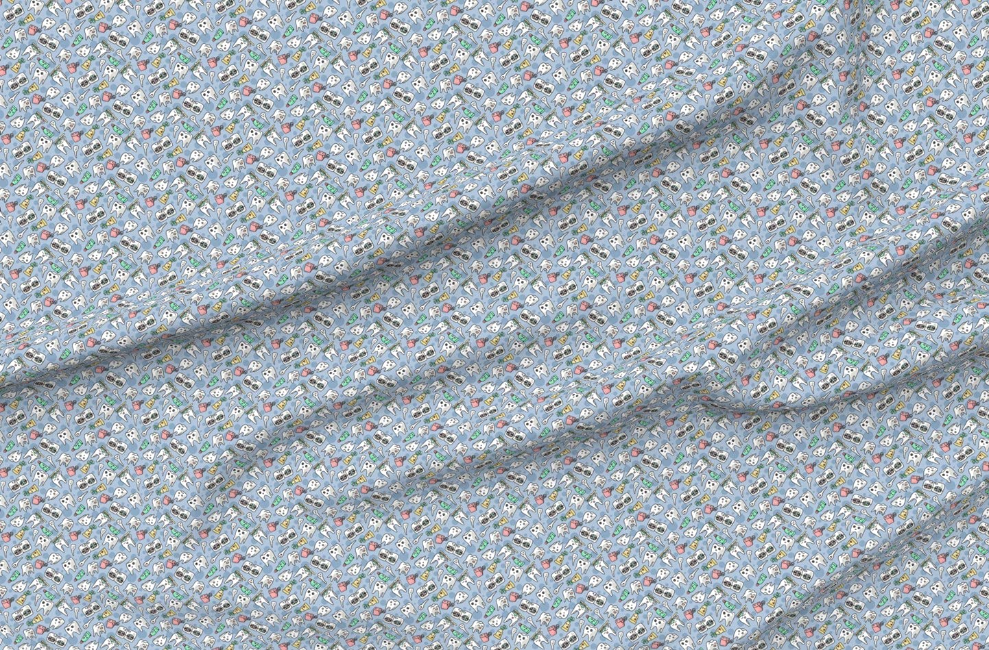Funny Teeth Dentist Dental Tooth Printed Velvet Fabric by The Yard - Upholstery, Home Decor & Apparel Material - Perfect for DIY Projects, Costumes, and Unique Home Furnishings