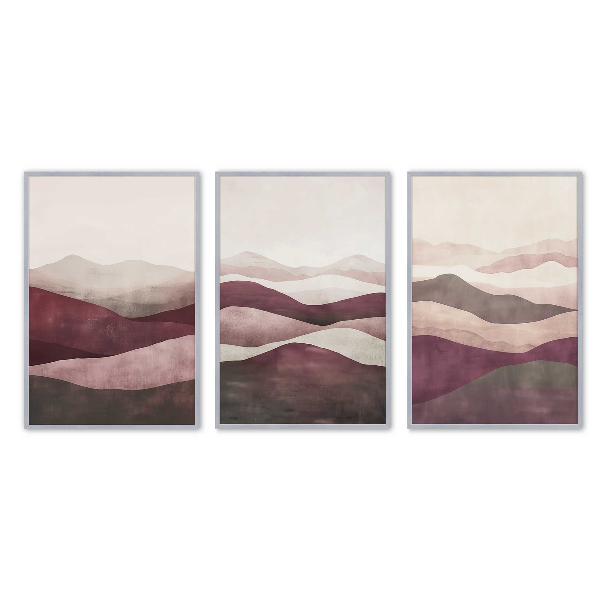 Garnet Whisper - Set of 3 Framed Wall Art Prints for Home Decor | Botanical Floral Paintings | Perfect for Living Room, Bedroom & Office Decor