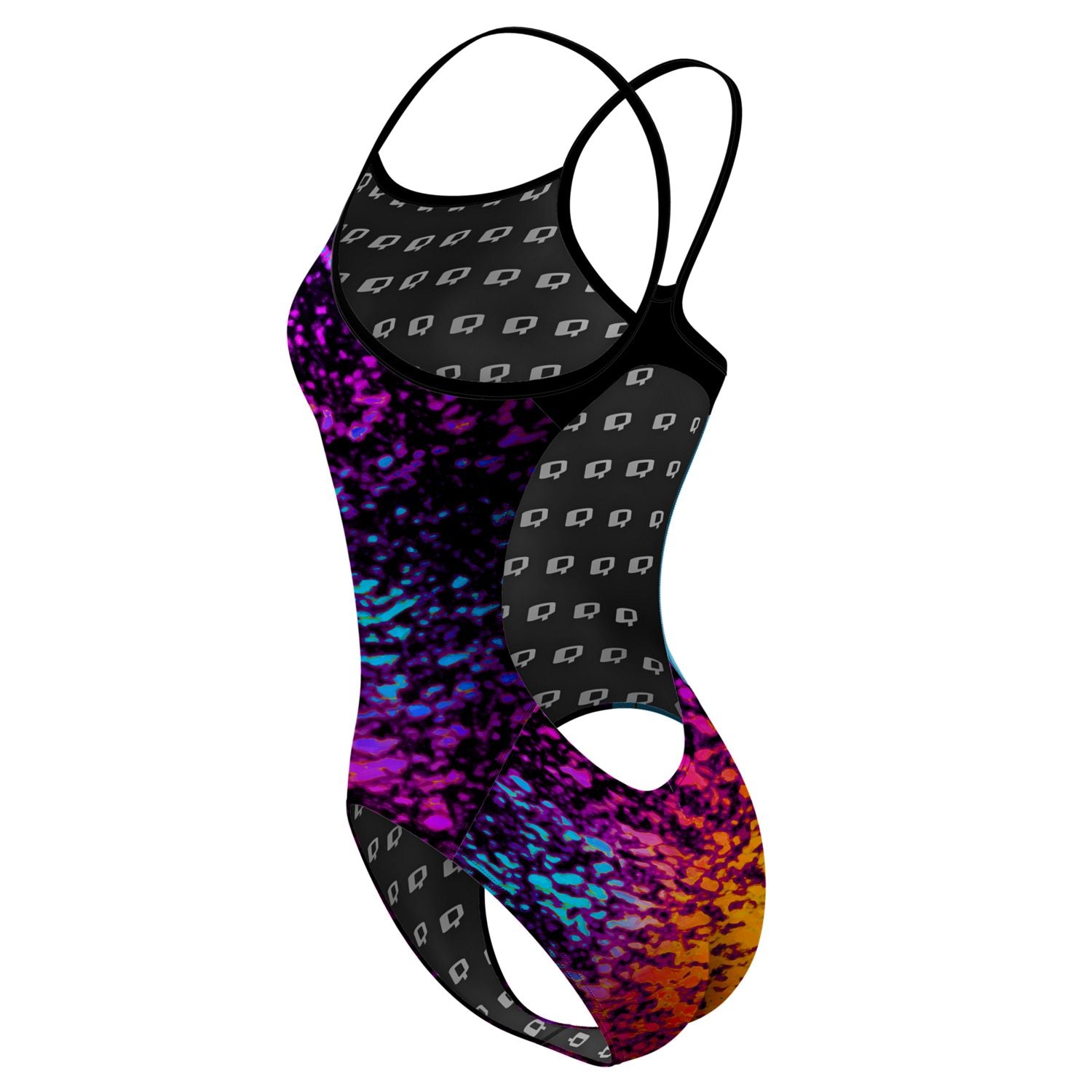 Retro Splash Skinny Strap Swimsuit - Vintage Inspired One Piece Bathing Suit for Women | Perfect for Pool Parties, Beach Vacations & Summer Getaways