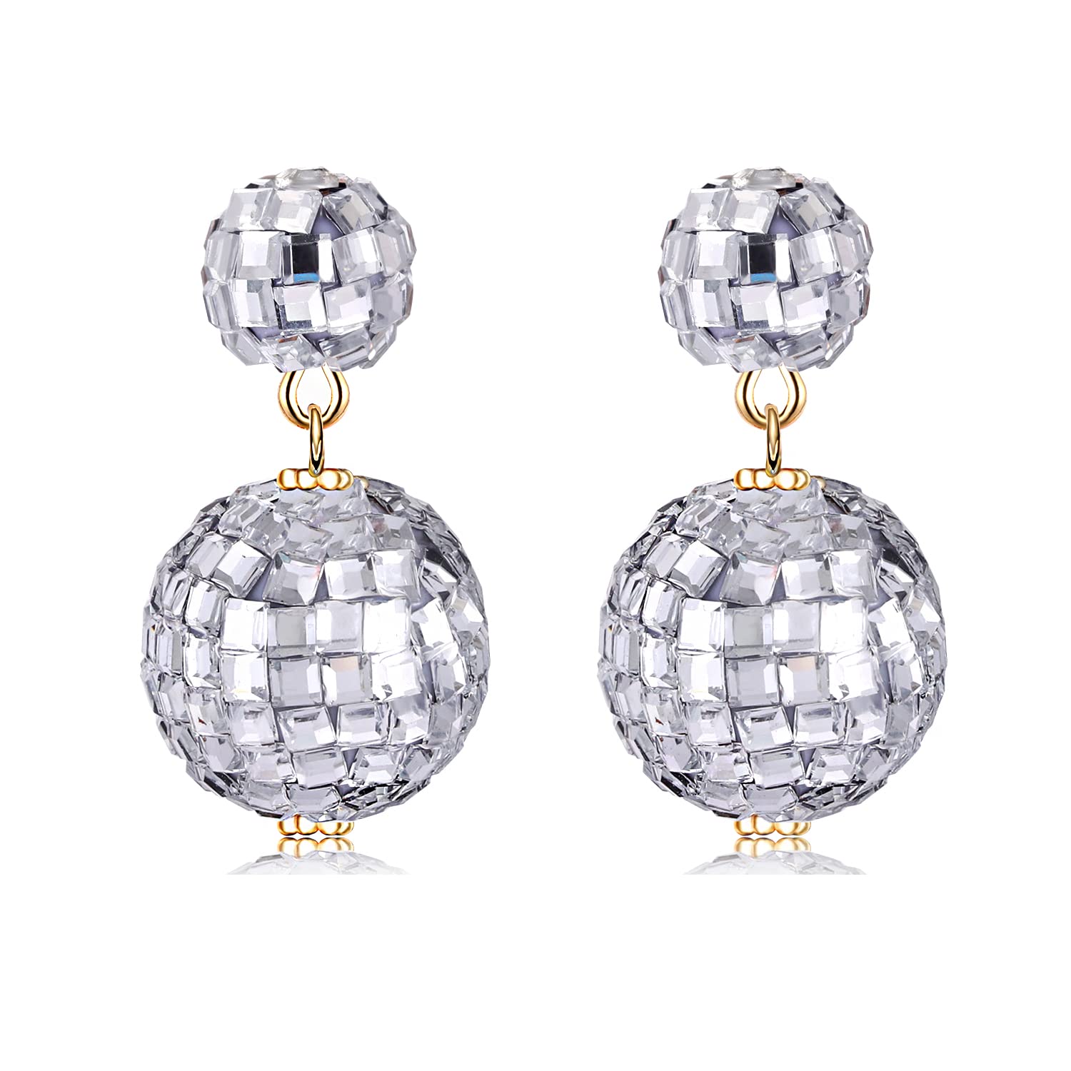 Disco Ball Earrings for Women - Sparkly Mirror Ball Dangle Earrings for Dance Party, Country Music Concert, 60s 70s Outfits, Halloween Costume Accessories - Perfect Gift for Christmas, Birthday, and Festive Occasions - Great for Raves, Club Nights, and Retro Theme Parties