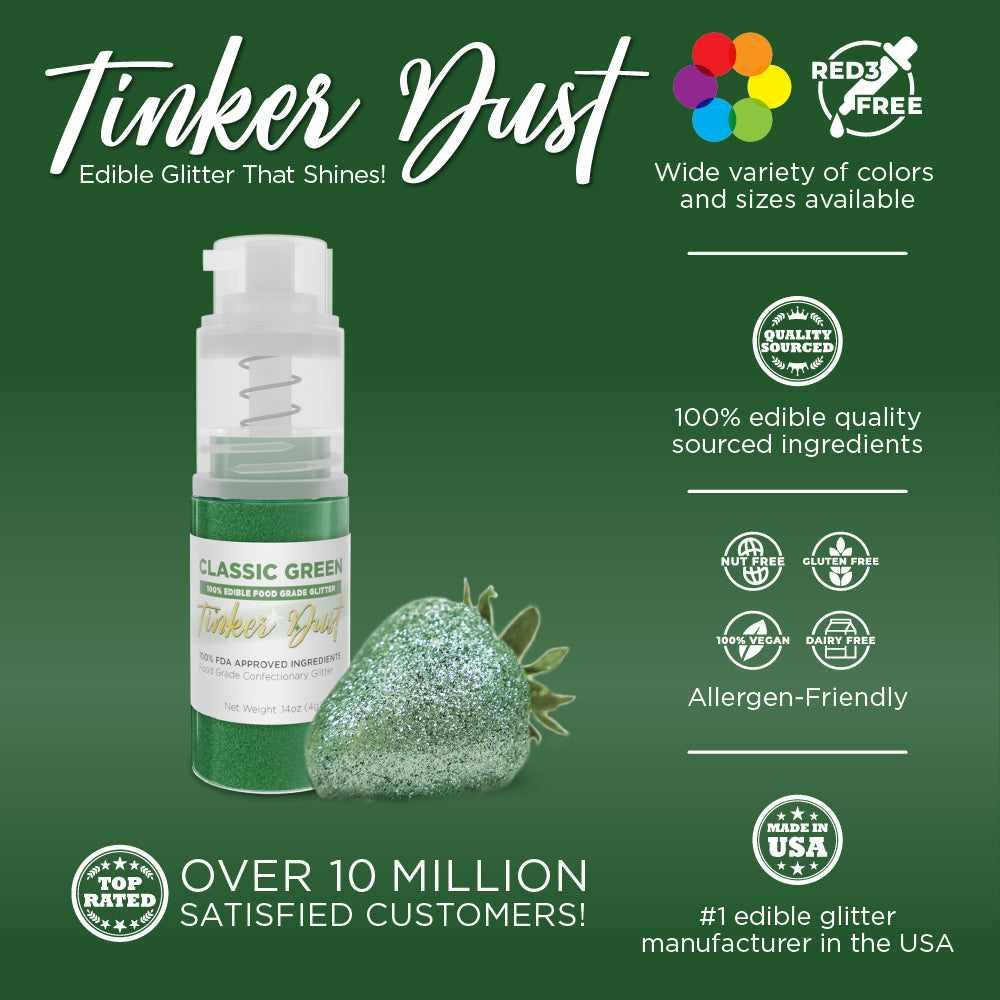 Classic Green Tinker Dust® Glitter | 4g Spray Pump Bottle for DIY Crafts, Nail Art & Cosmetics | Private Label Glitter for Professional Makeup & Body Art