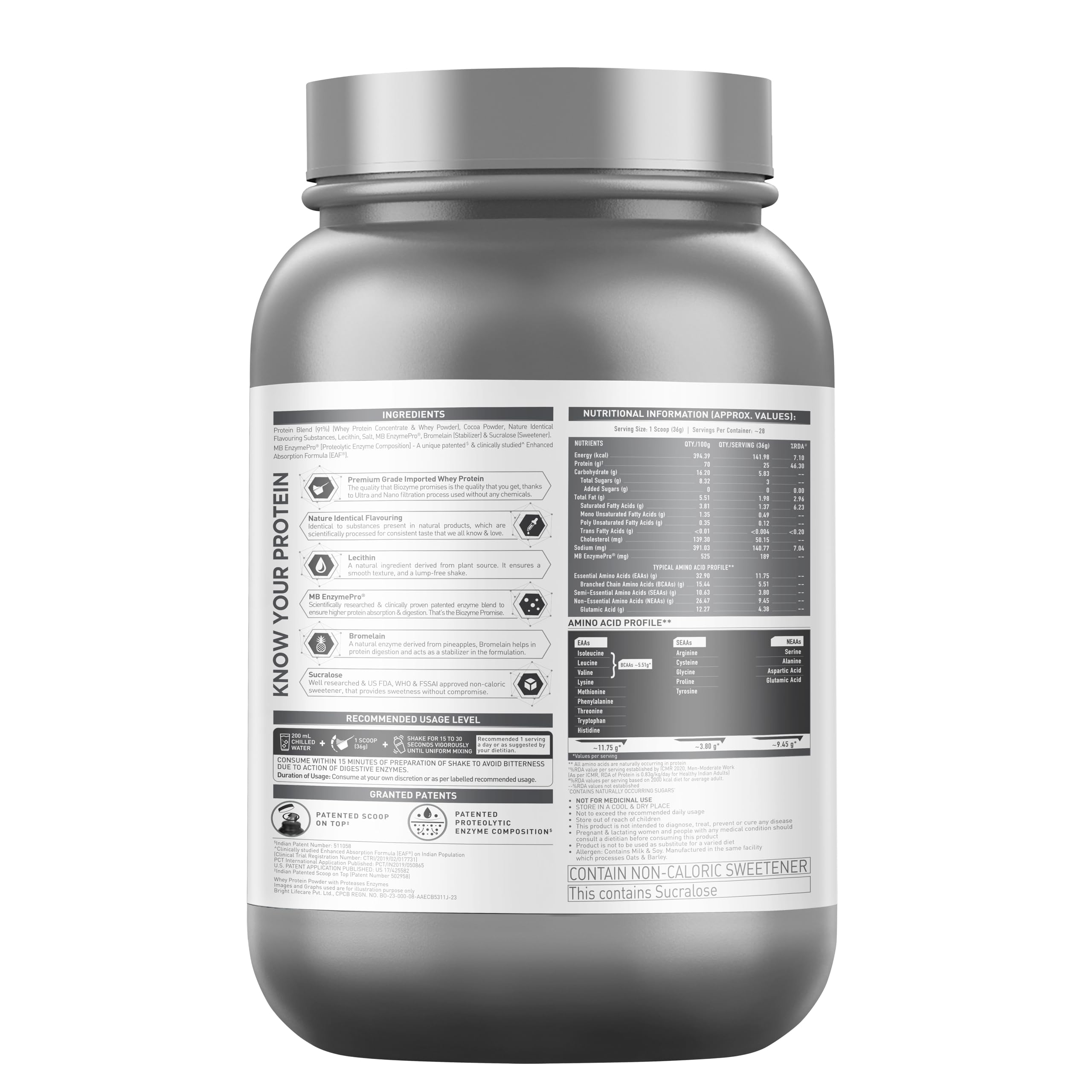MuscleBlaze Biozyme Performance Whey Protein Powder - Chocolate Hazelnut Flavor, 1kg (2.2lbs) | Fast Absorption, Clinically Proven 50% Higher Protein Uptake | Ideal for Post-Workout Recovery & Muscle Growth