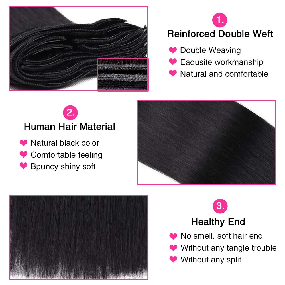 100% Unprocessed Brazilian Virgin Human Hair Clip-in Extensions - 8-Piece Set with 18 Clips (120g, 22 Inch, Straight) for Black Women | Natural Black Color | Perfect for Daily Styling, Special Occasions & Volume Boost