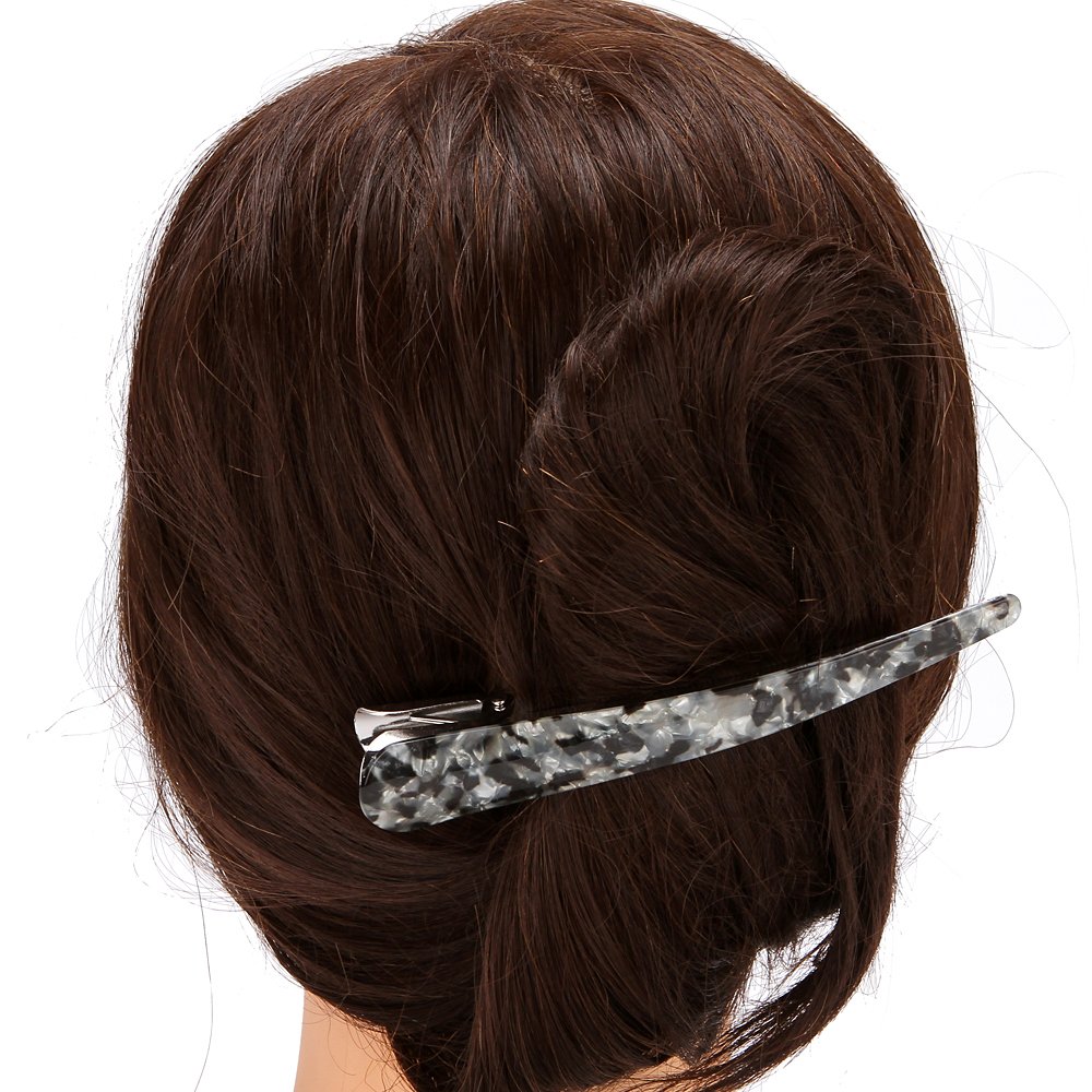 LONEEDY 3 Pack Large Duck Teeth Bows Hair Clips - Hair Grip Barrettes for Women & Girls - Fashion Hairpins for Thick Hair (Black, Gold, Blue) - Perfect for Parties, Weddings & Daily Styling