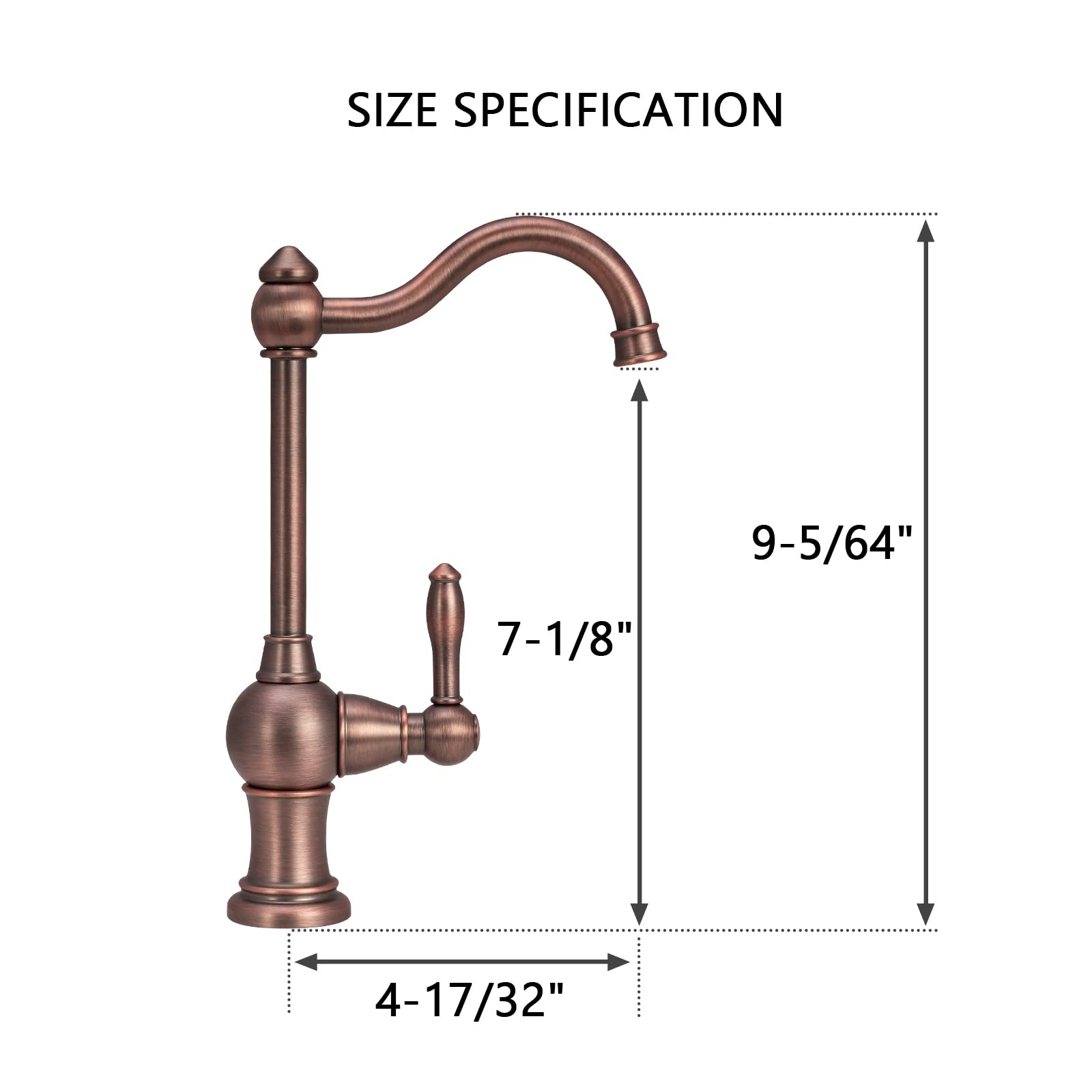 Akicon Antique Bronze Brass Kitchen Faucet for RO & Filtration Systems - Cold Water Only, Non-Air Gap Design - Perfect for Modern & Farmhouse Style Kitchens