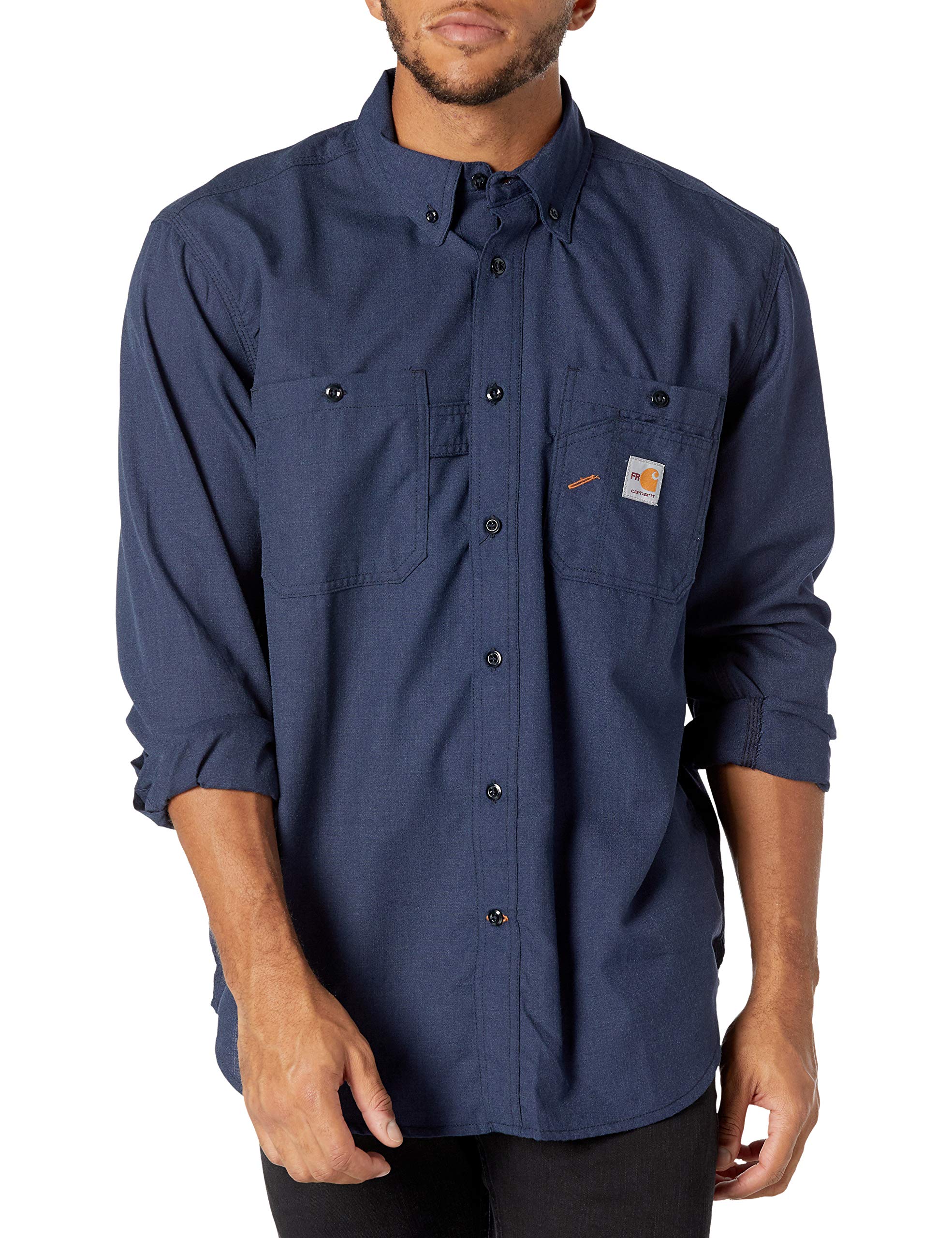 Carhartt Men's Flame Resistant FR Work Shirt - Loose Fit Lightweight Long Sleeve for Construction, Welding & Outdoor Jobs | Durable Cotton Safety Apparel