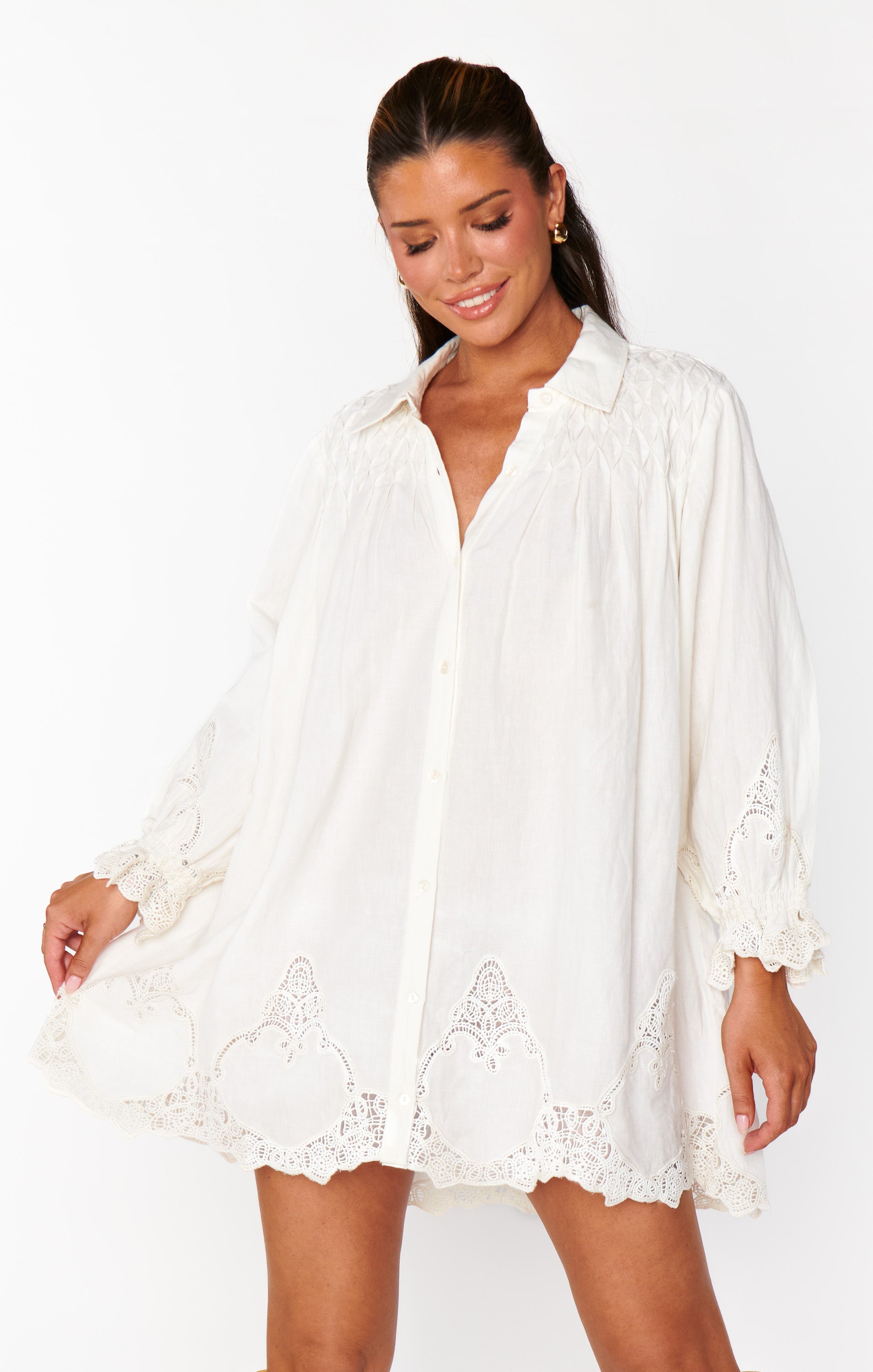 Leona Mini Dress - White Lace Embroidery Summer Party Cocktail Dress for Women | Elegant Formal & Casual Wear for Weddings, Dates & Night Out