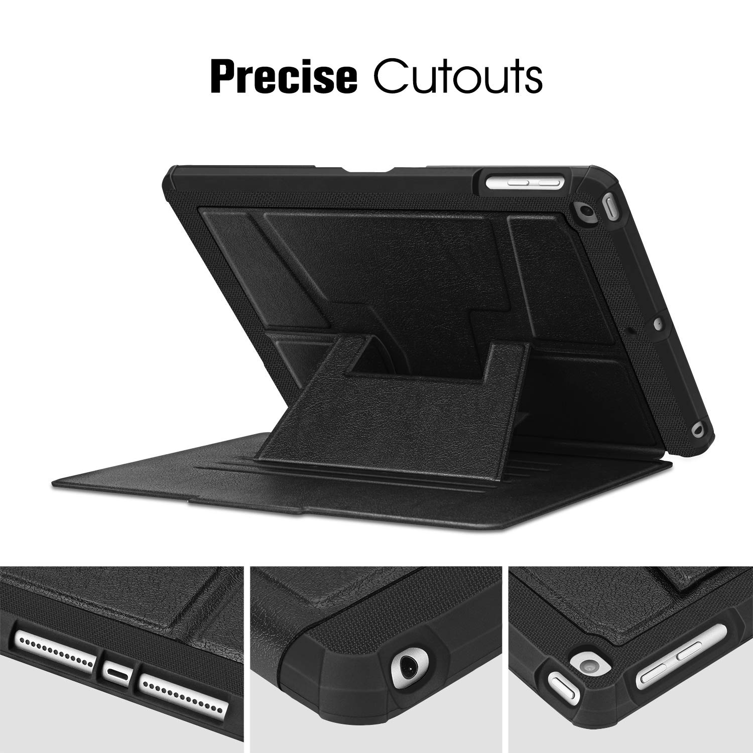 Fintie Magnetic Stand Case for iPad 6th/5th Gen (2018/2017), iPad Air 2/Air (9.7 Inch) - Shockproof Rugged TPU Cover with Auto Wake/Sleep & Multiple Viewing Angles - Perfect for Work, Study & Entertainment (Black)