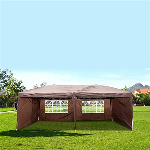 3 x 6m Two Windows Waterproof Folding Tent - Dark Coffee Color for Camping, Outdoor Events & Emergency Shelter