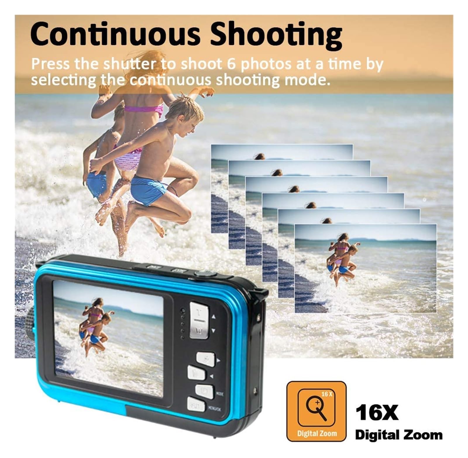 NMBHUS 10FT Underwater Digital Camera - IP68 Waterproof 48MP 2.7K Dual Screen Action Cam with Self-Timer for Scuba Diving, Snorkeling & Summer Water Sports (Red, No TF Card Included)