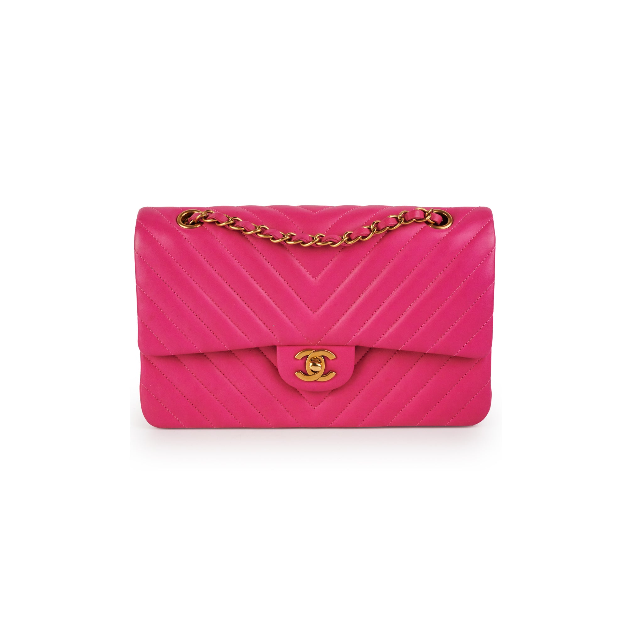 Chanel Medium Classic Flap Bag Chevron Lambskin Leather in Pink | Luxury Designer Handbag for Women | Perfect for Date Night, Parties & Special Occasions