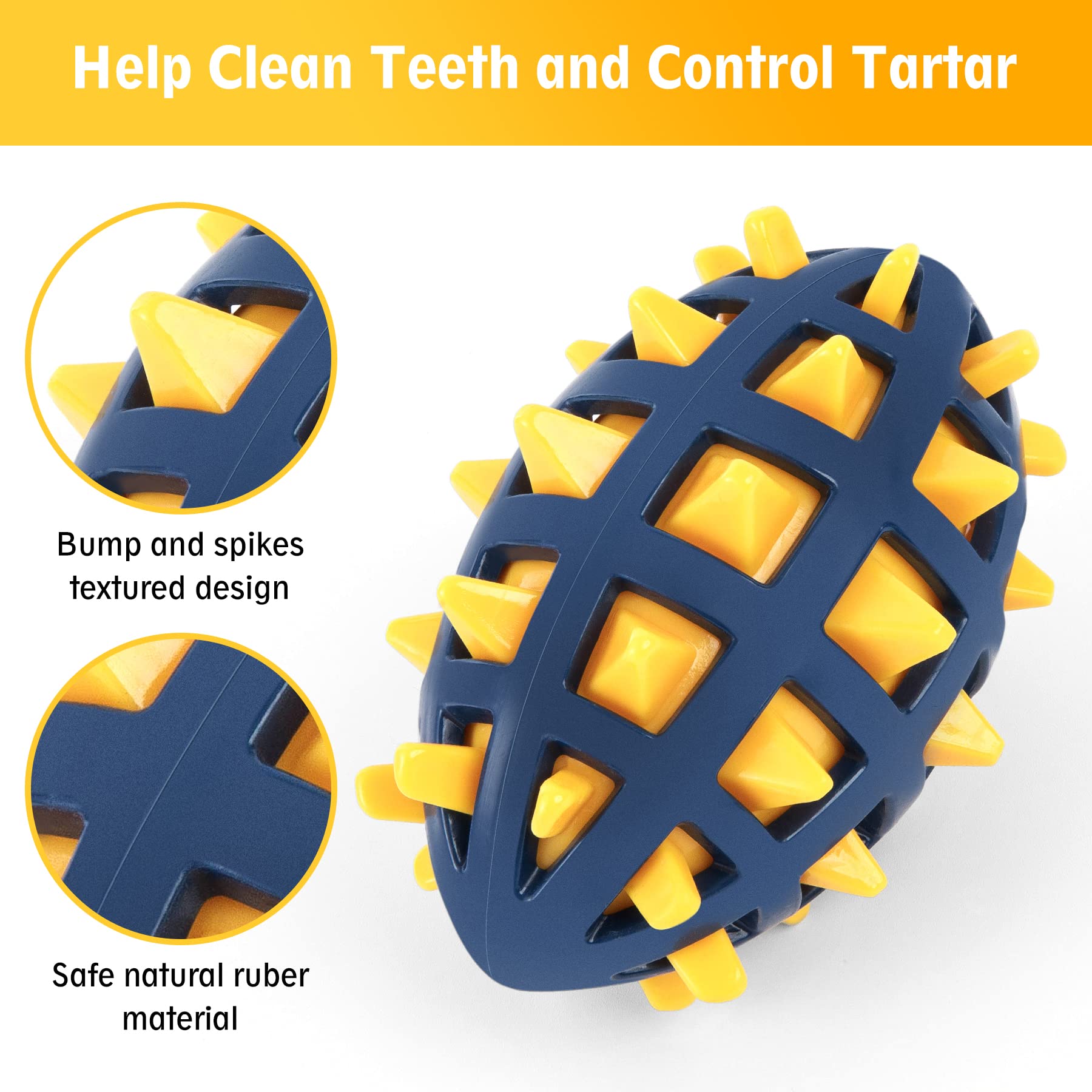 Durable Spiky Dog Toy Ball with Squeaker - Floating, Chew-Resistant Fetch Toy for Interactive Play - Perfect for Water Fun, Training & Bonding (Yellow)