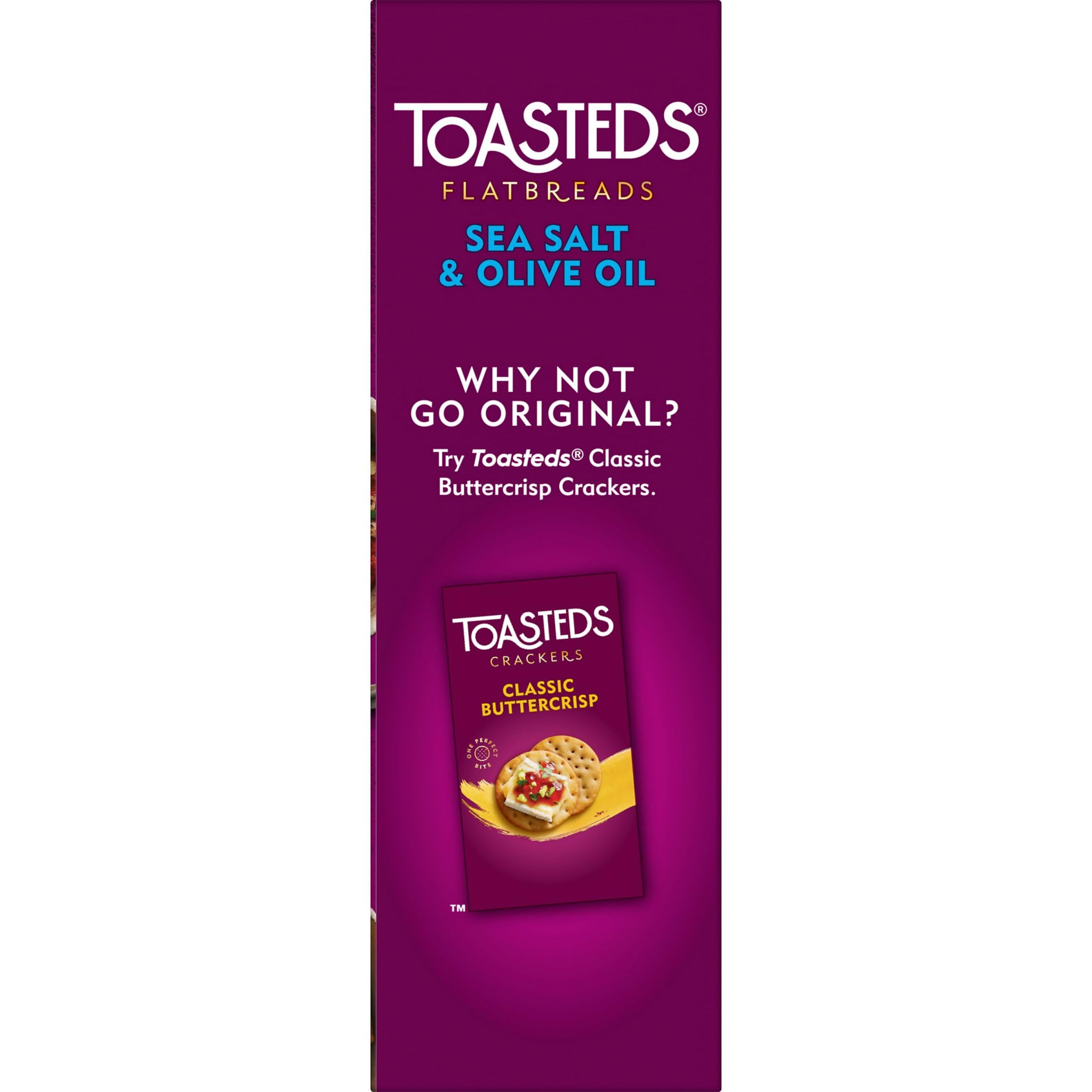 Toasted Flatbread Crackers - Sea Salt & Olive Oil Flavor, 8.7oz Box (Pack of 1) | Perfect for Parties, Lunch Boxes & Healthy Snacking | Crunchy Appetizer for Entertaining, Office Snacks & On-the-Go Munchies