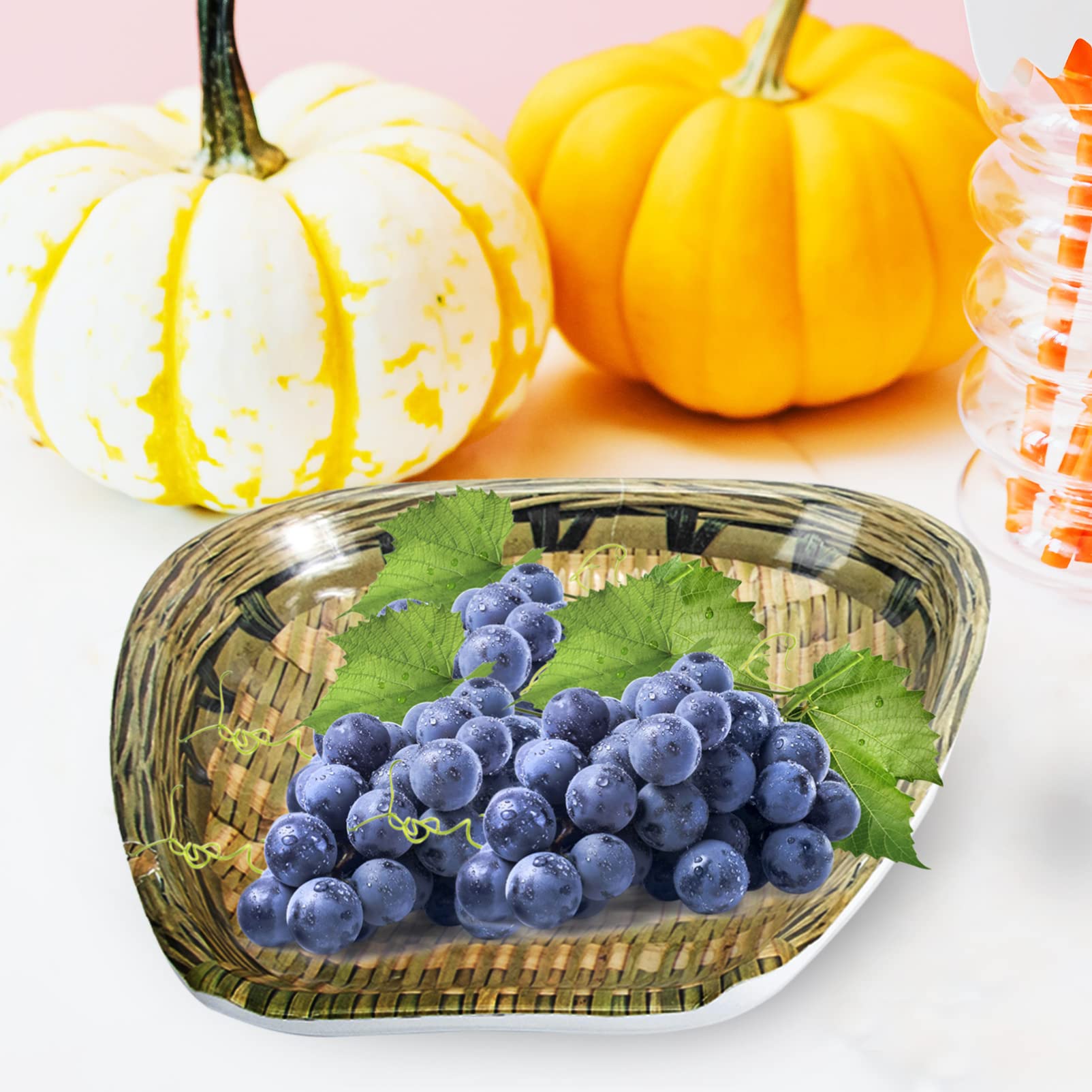 2-Pack Melamine Serving Trays - Round Snack Plates for Desserts, Fruits, Veggies, BBQ & Appetizers | Durable Food Holder for Parties, Picnics & Home Entertaining
