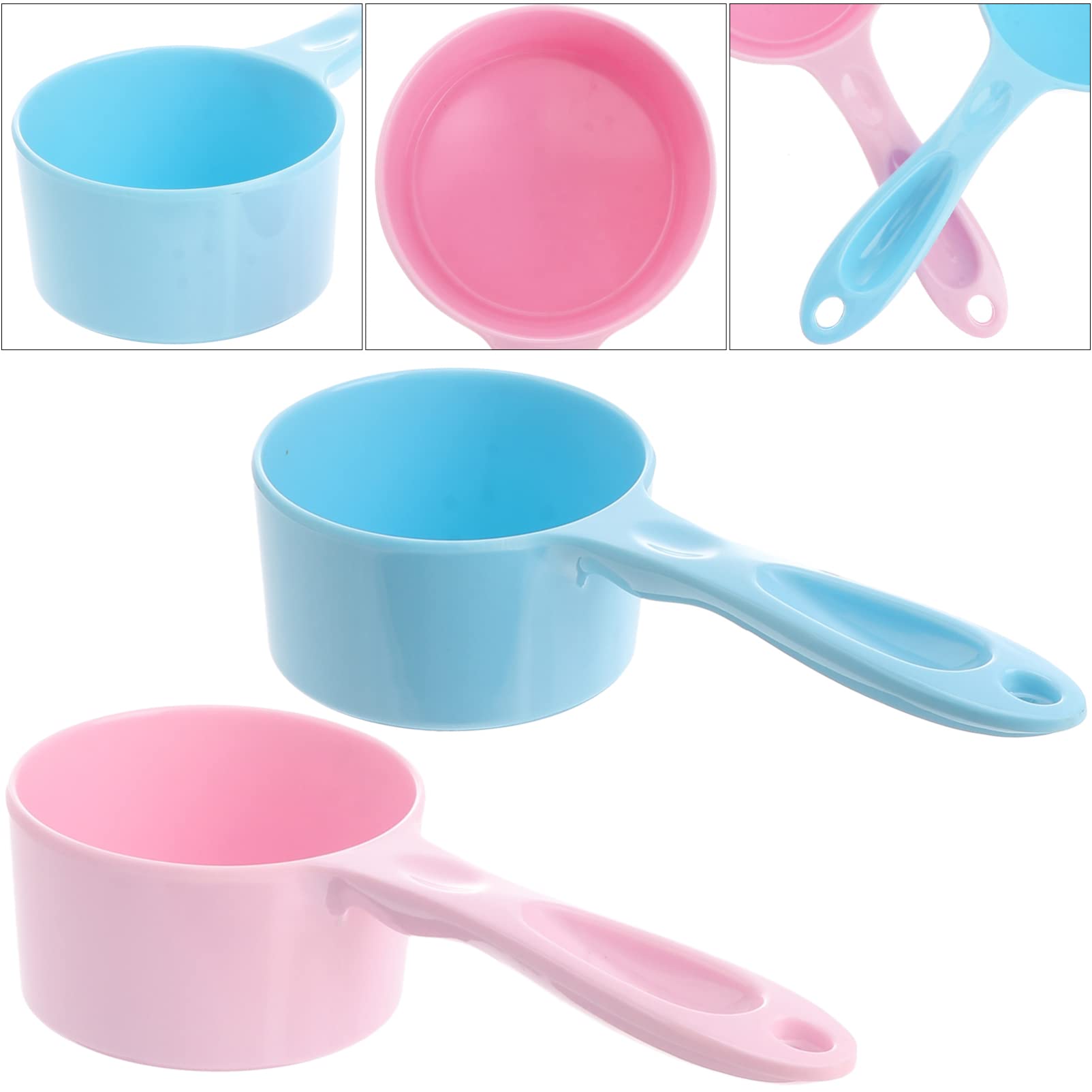 2 Pack Melamine Pet Food Scoop with Handle - Measuring Cup for Dog & Cat Food, Small Pet Food Scooper (Pink, Blue) - Perfect for Measuring Kibble Portions & Storing in Pet Food Containers