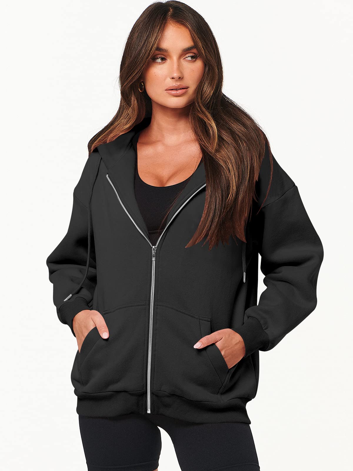 ANRABESS Women's Zip Up Hoodie - Oversized Fleece Sweatshirt with Pockets, Long Sleeve Y2K Jacket for Fall 2025 Fashion | Cozy Loungewear, Streetwear & Casual Outfits