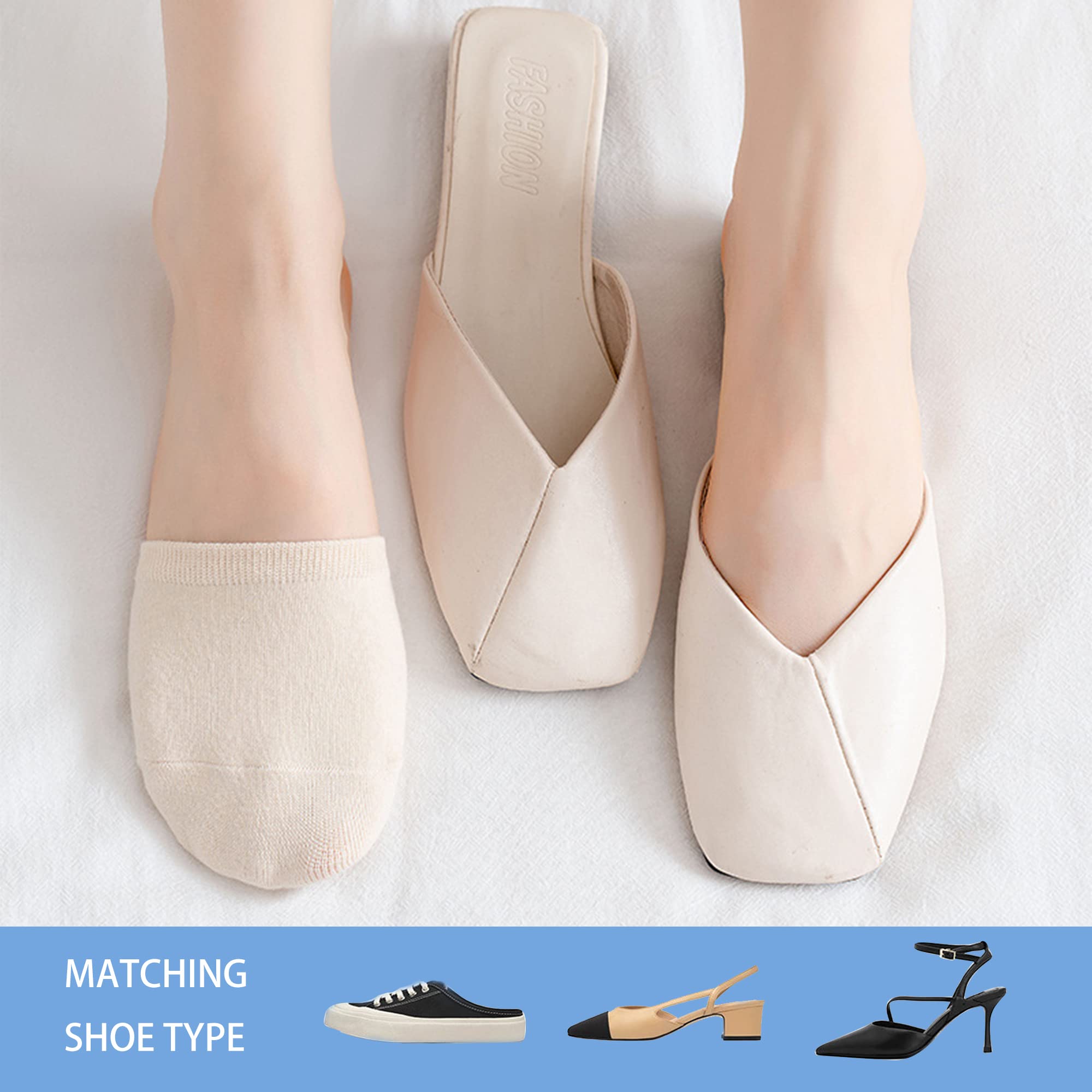 6 Pairs Invisible Toe Socks for Women - Non-Slip Half Socks for Shoes & Sandals
