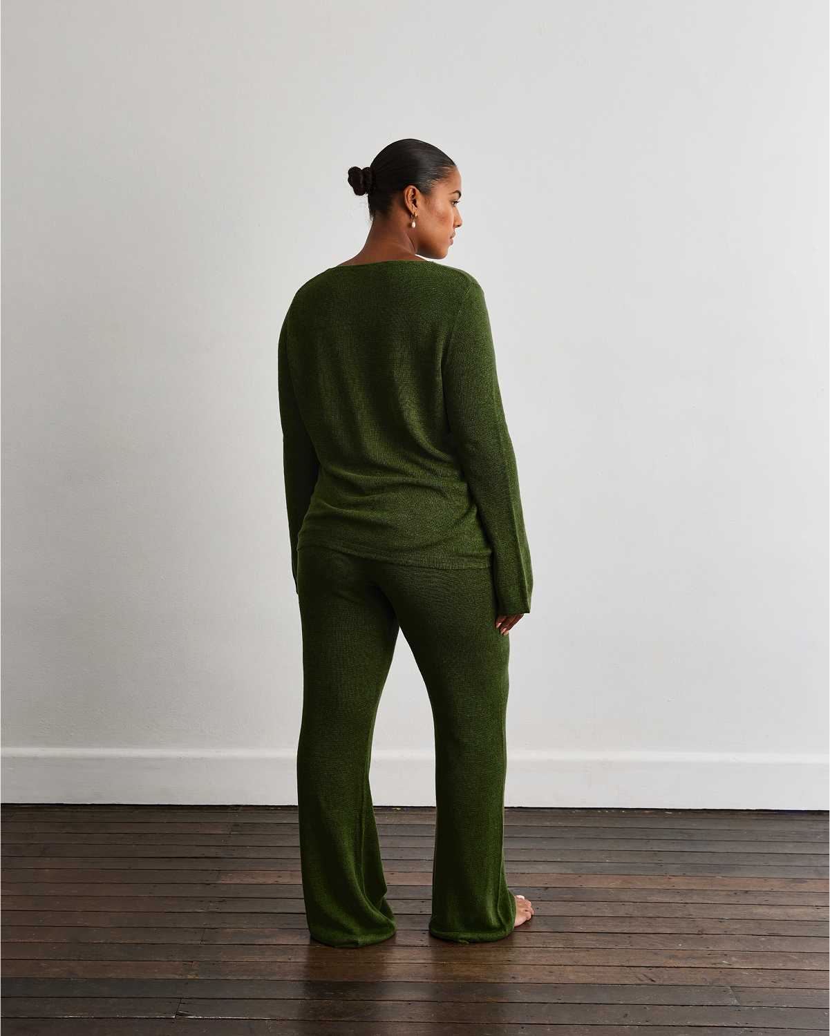Veranda Linen Knit Pants for Women - Olive Green Comfortable Lounge & Travel Pants - Perfect for Yoga, Home Wear and Casual Outfits