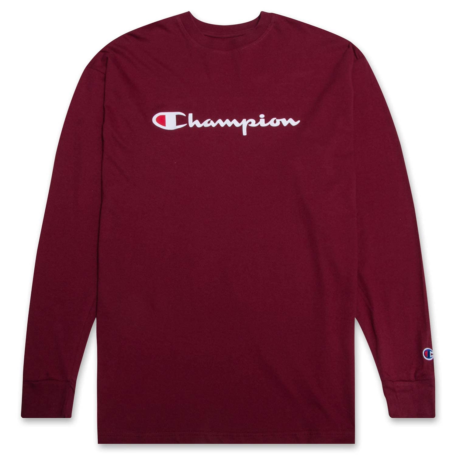 Champion Big & Tall Classic Jersey Long Sleeve Script T-Shirt for Men - Comfortable Cotton Crewneck Tee for Casual Wear, Gym & Everyday Outfits