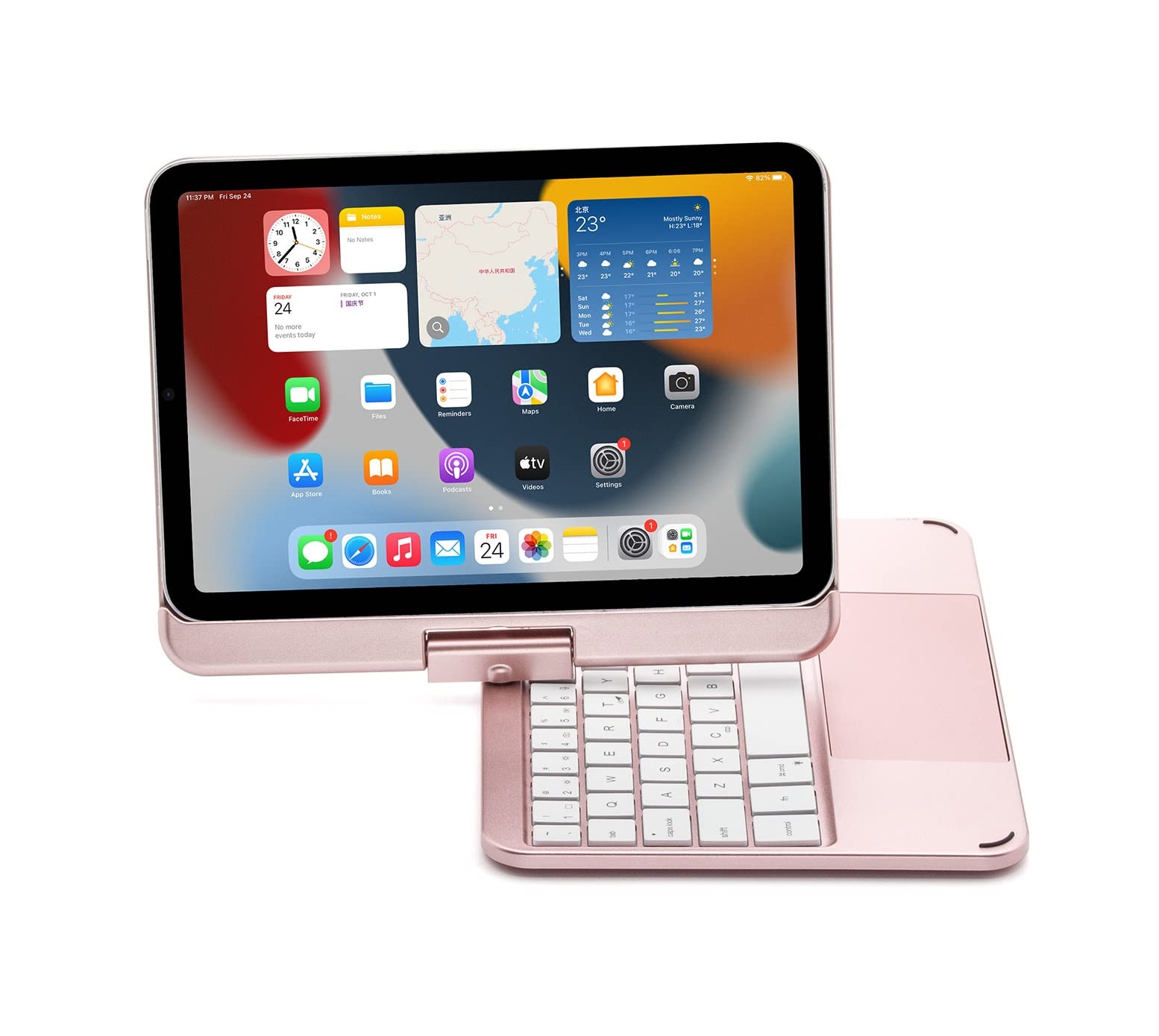 360° Rotatable Magnetic Keyboard Case for iPad Mini 6th Gen - Rose Gold Backlit Trackpad with Touchpad | Perfect for Work, Travel & Home Office Use