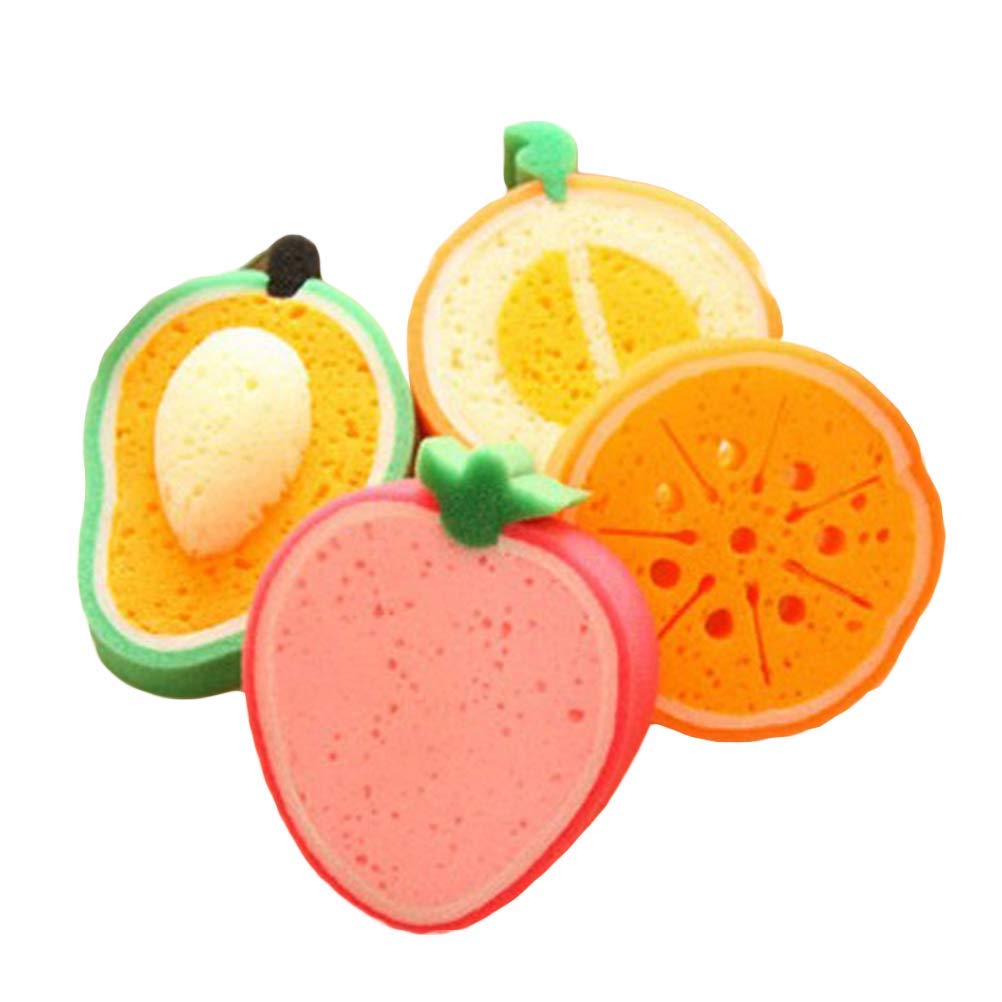 Instakart Fruit-Shaped Bath Sponge for Kids, Babies & Adults - Soft, Safe & Fun - 2-Pack (Random Colors) - Perfect for Gentle Bath Time, Baby Care & Family Hygiene