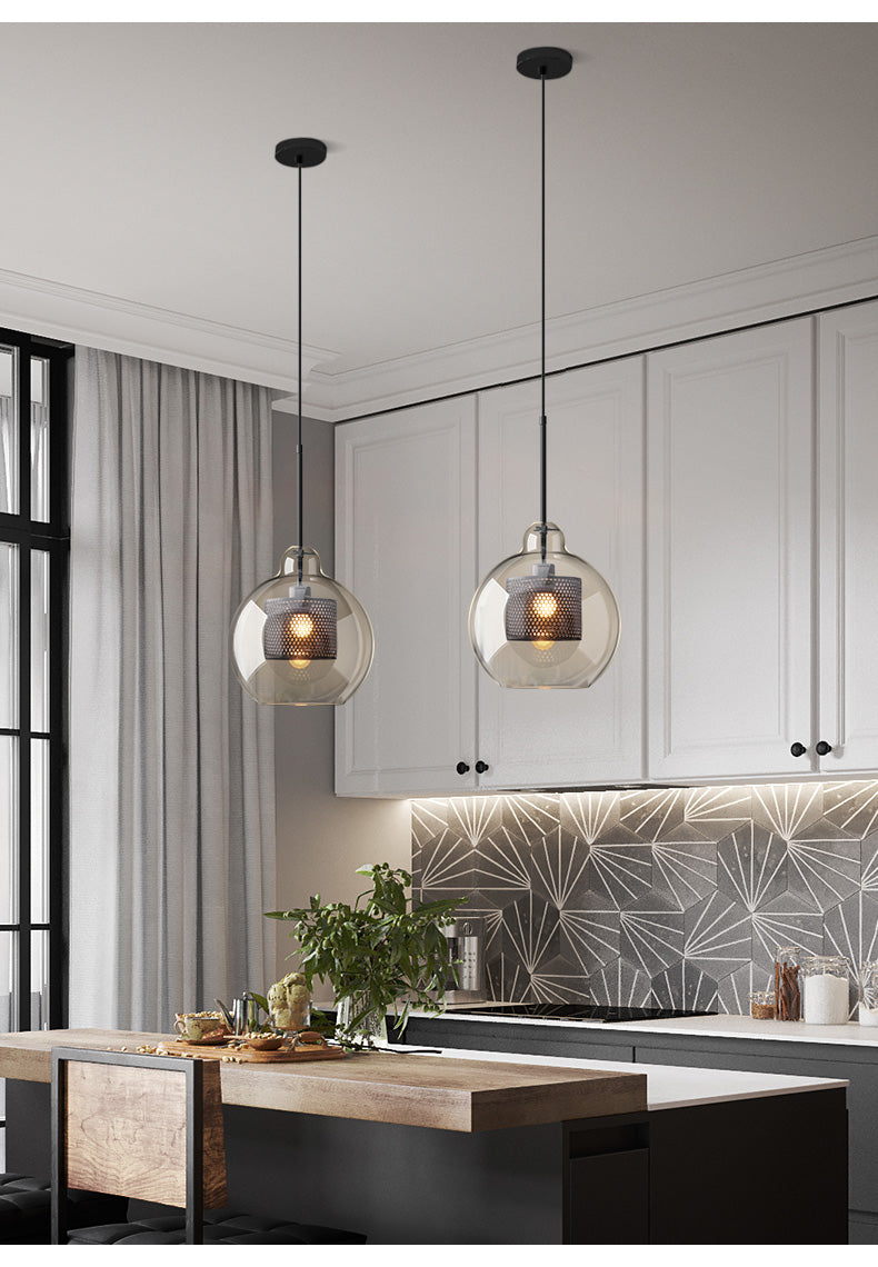 Chiswick Glass Pendant Light - Modern Hanging Ceiling Lamp for Kitchen Island, Dining Room & Bedroom Lighting - Elegant Home Decor Fixture