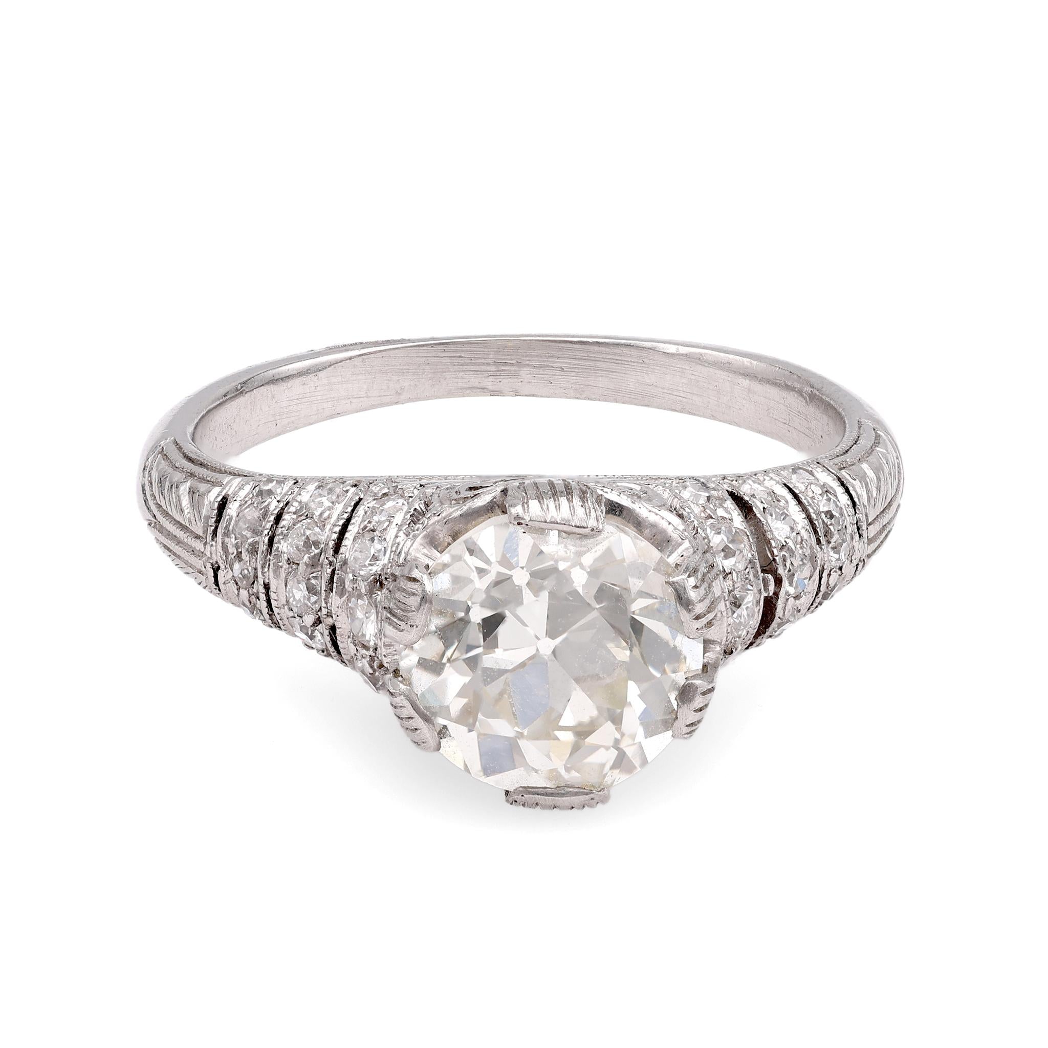 Edwardian Inspired Platinum Diamond Ring - Vintage Elegance Engagement & Wedding Jewelry for Women - Perfect for Proposals, Anniversaries & Special Occasions