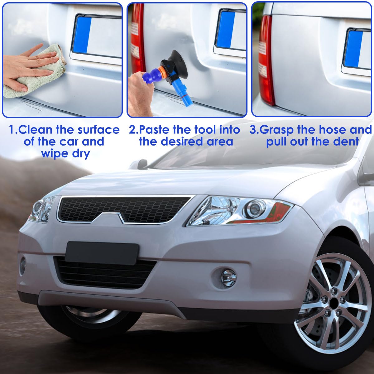 Best Car Dent Puller Tool - Reusable Hand Pump Suction Cup for Auto Body Dent Repair | Flexible Dent Remover for Cars, Trucks & SUVs | Professional Automotive Repair Kit (Blue) | Perfect for DIY Garage Fixes & Professional Auto Shops