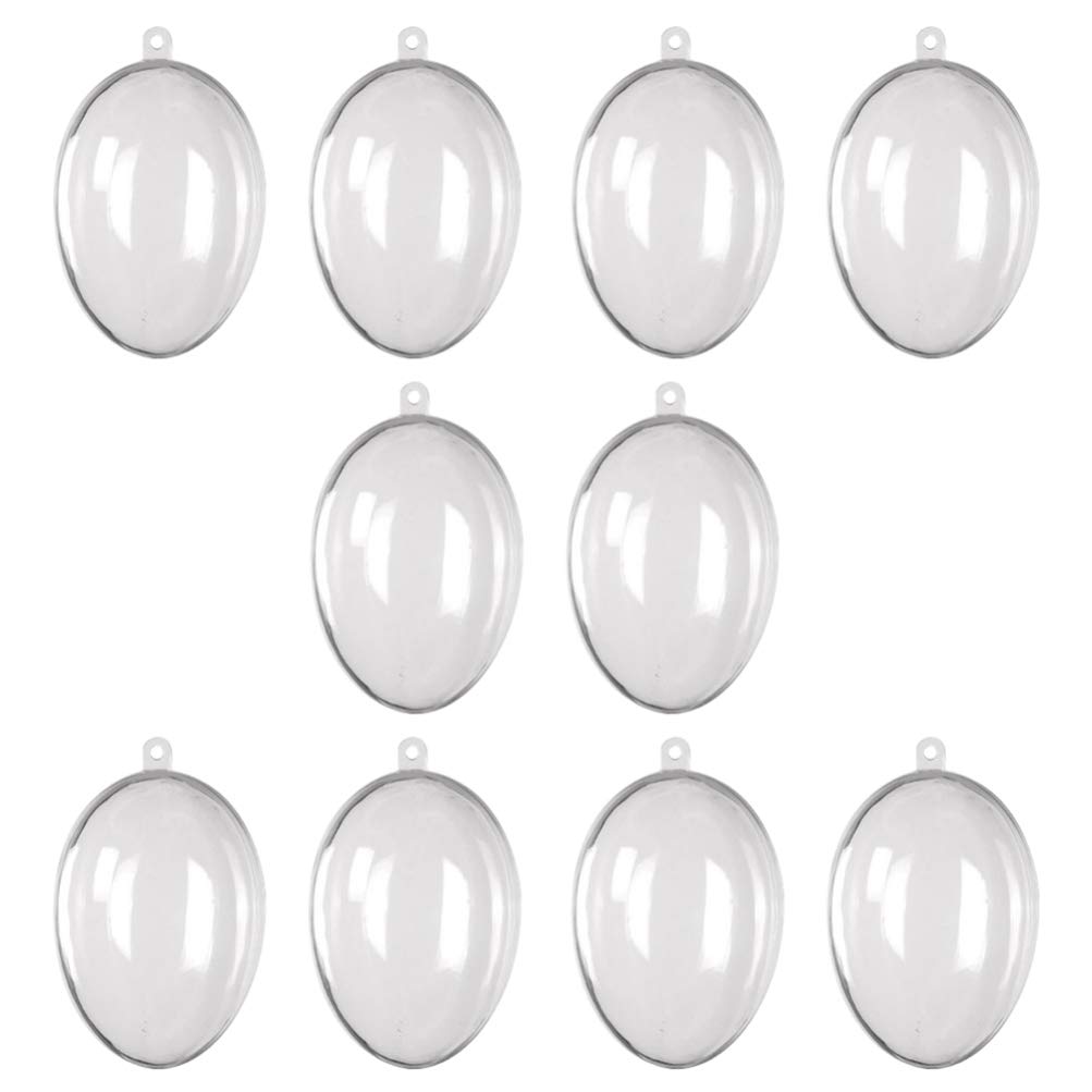 Amosfun 10Pcs Clear Plastic Easter Eggs - Fillable Ornament Molds for DIY Crafts, Easter Egg Hunt Party Supplies - Perfect for Easter Decorations, Kids Activities & Holiday Party Favors