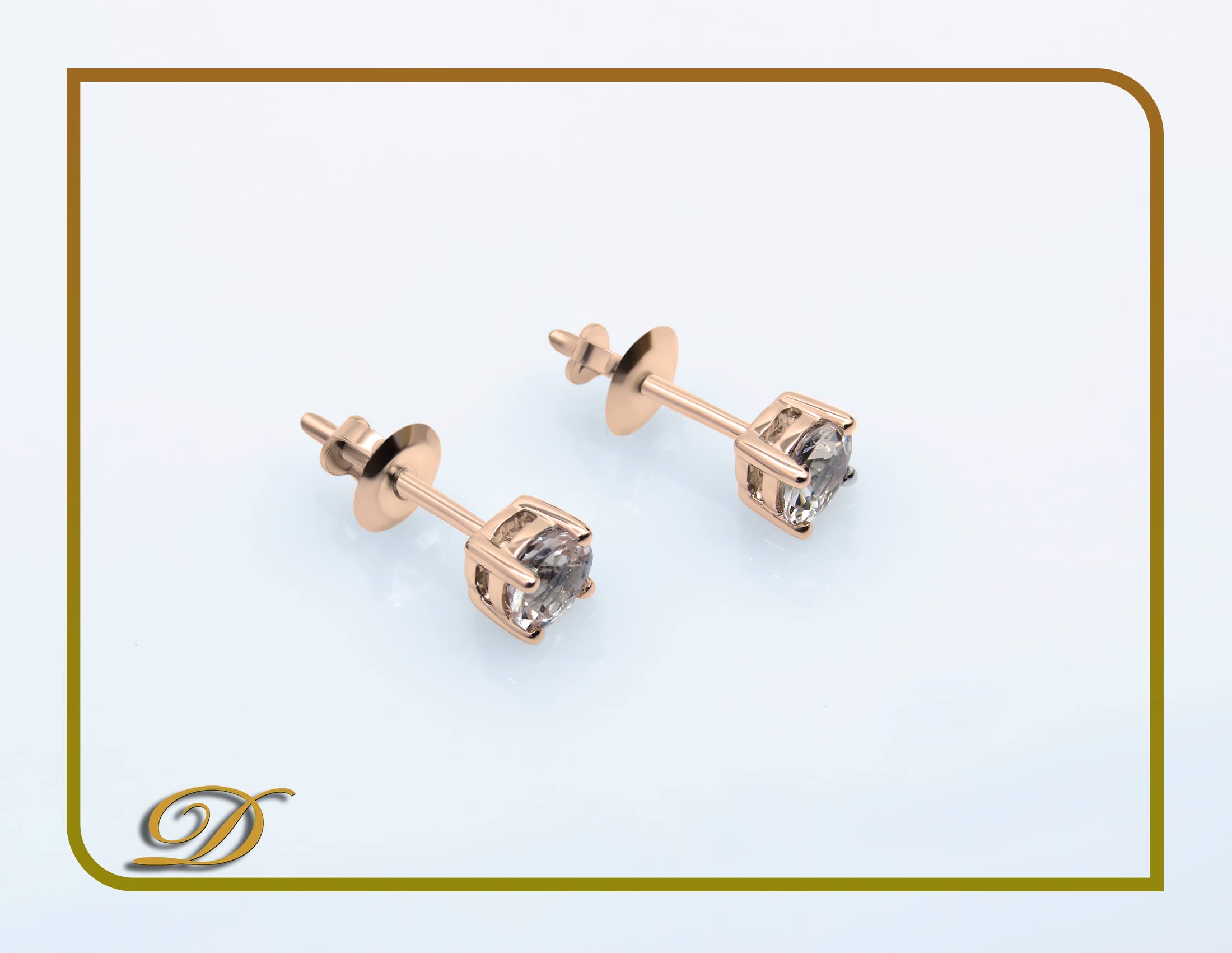 10K Solid Gold Round Morganite Stud Earrings for Women - Dazzlingrock Collection | Elegant Solitaire Jewelry for Weddings, Anniversaries & Special Occasions