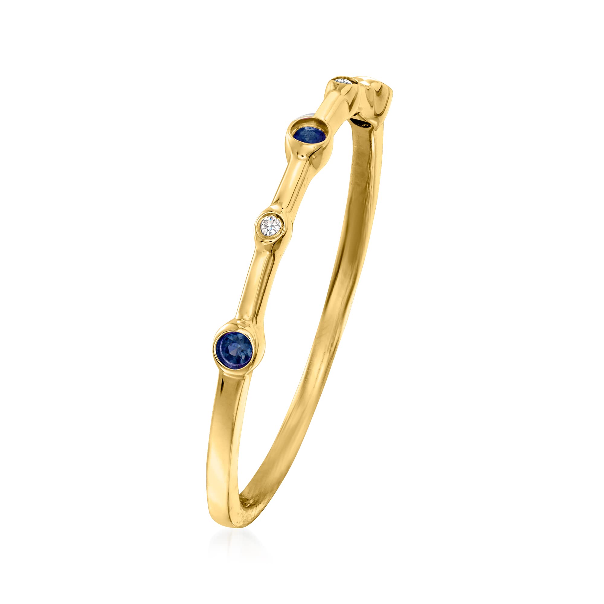 Ross-Simons 14kt Yellow Gold Sapphire and Diamond Ring - RS Pure Collection, Size 8 | Elegant Jewelry for Weddings, Anniversaries & Special Occasions