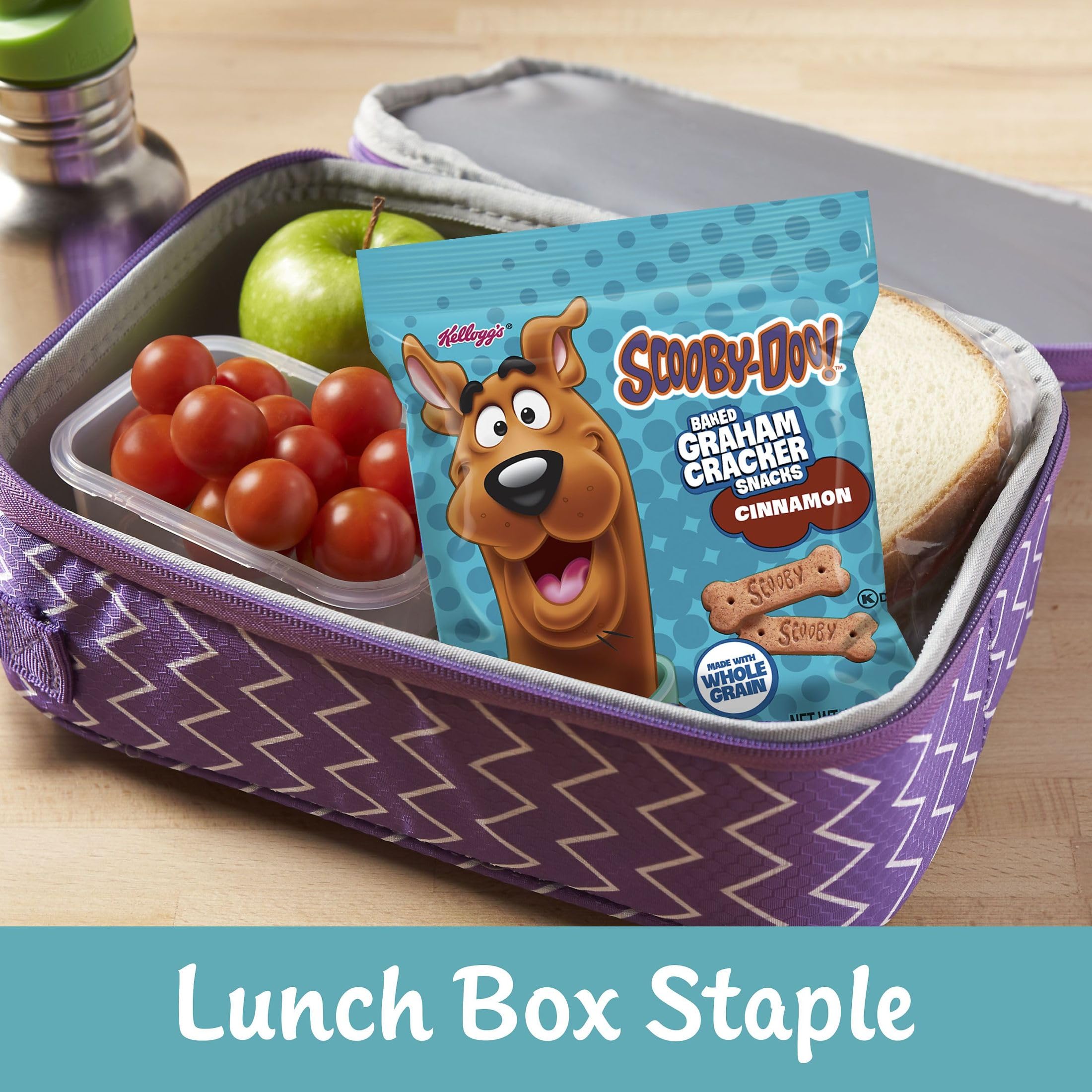 Kellogg's SCOOBY-DOO! Baked Graham Cracker Snacks - Cinnamon Flavored (40 Individually Wrapped Pouches) | Lunch Box Treats, After School Snacks, Kids Party Favors & Movie Night Munchies