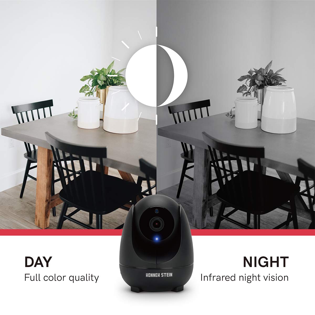 Wireless Security Camera Indoor WiFi - 1080P HD Pan Tilt Motion Detection Night Vision, 2-Way Audio Remote Control, TF Card Slot & Cloud Storage - Ideal for Home Baby Monitor Pet Surveillance (Black)