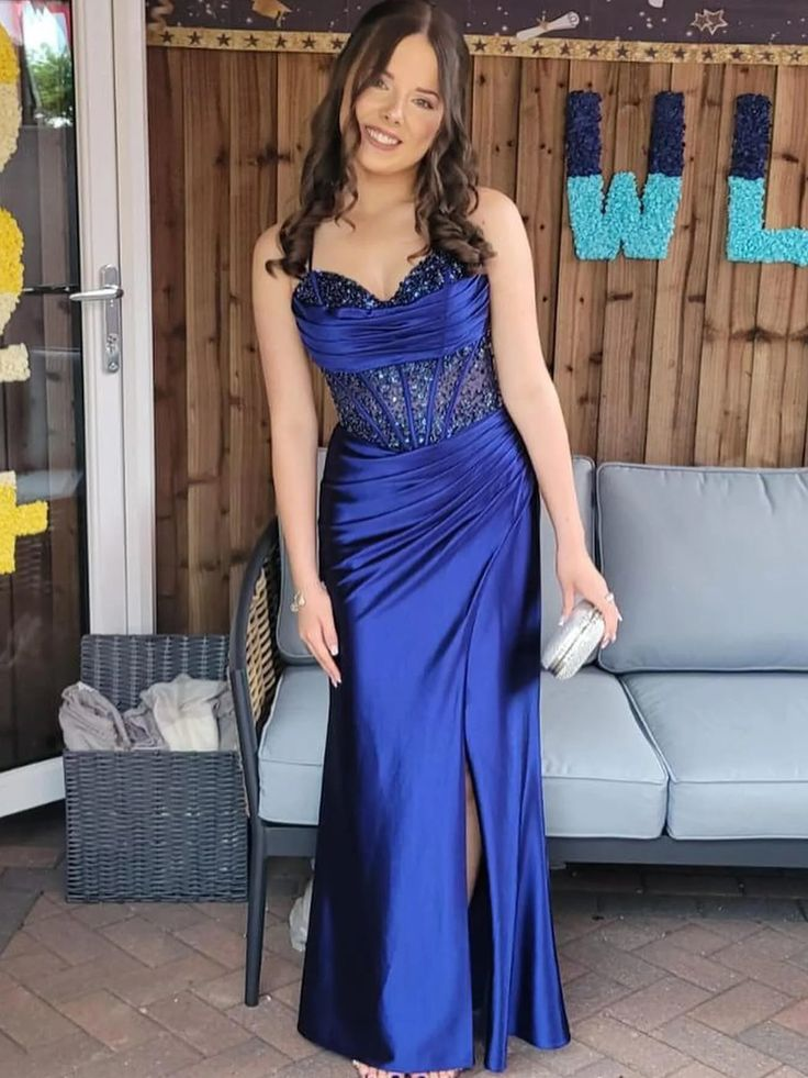 Elegant Mermaid Sweetheart Long Prom Dress - Satin Evening Gown J5819 for Formal Events, Homecoming, and Special Occasions