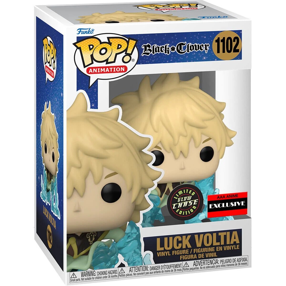 Black Clover Luck Voltia Glow Chase Funko Pop Vinyl Figure #1102 - Limited Edition Anime Collectible for Display & Gift Giving