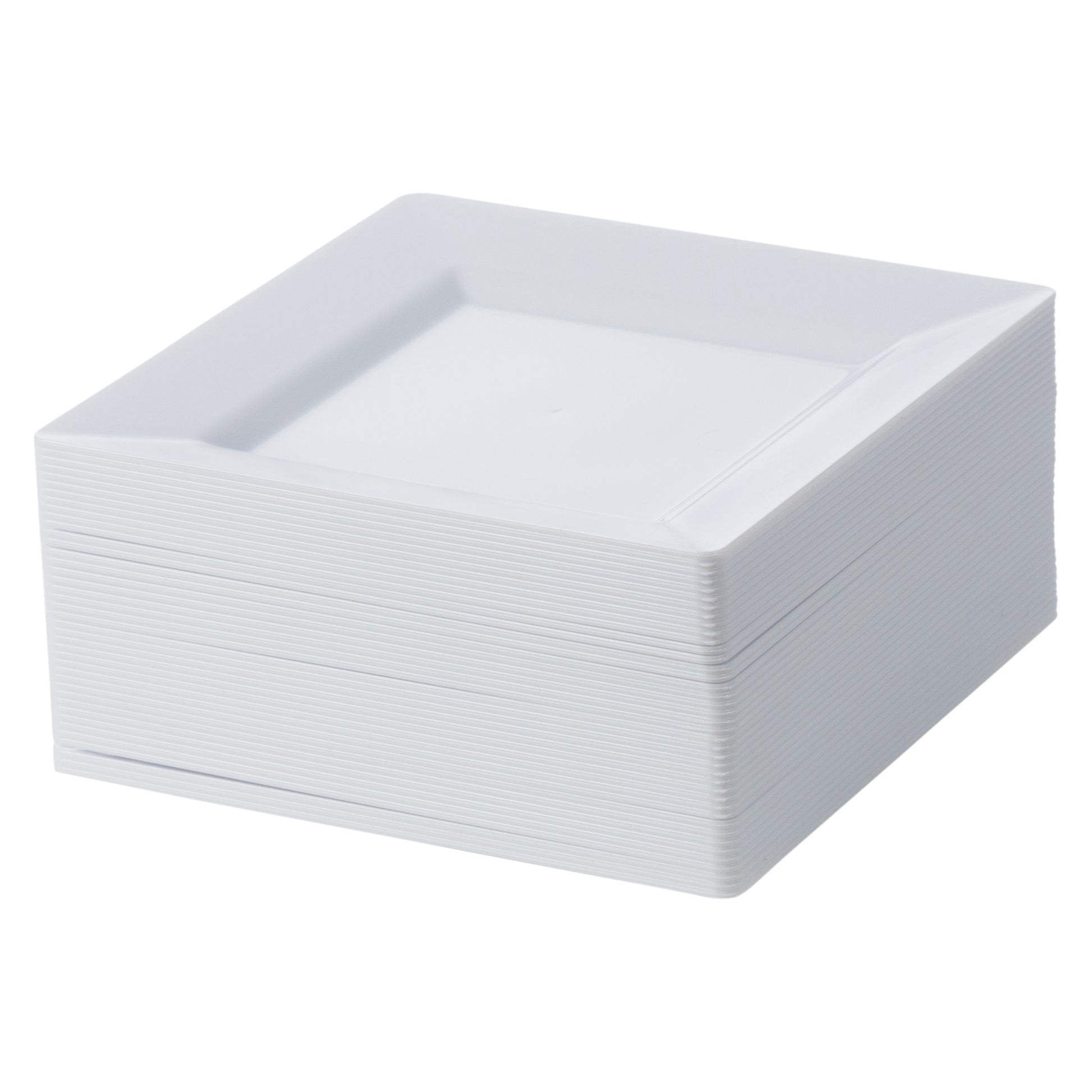 10-Pack White Square Plastic Plates - Durable & Stylish Disposable Dinnerware for Parties, Picnics, BBQs, and Everyday Use