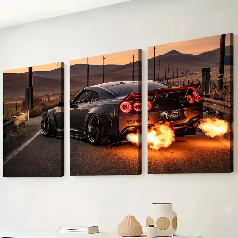 3-Piece Coupe Run Car Vehicles Scenic Wall Art Set - High Quality Framed Canvas Prints 50x70cm (20x28in) | Australian Made | Ready to Hang | Perfect for Living Room, Bedroom or Office Decor