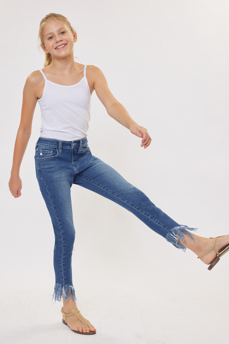 Junnie High Rise Ankle Skinny Jeans for Kids - Comfortable Stretch Denim Pants for School, Play & Everyday Wear