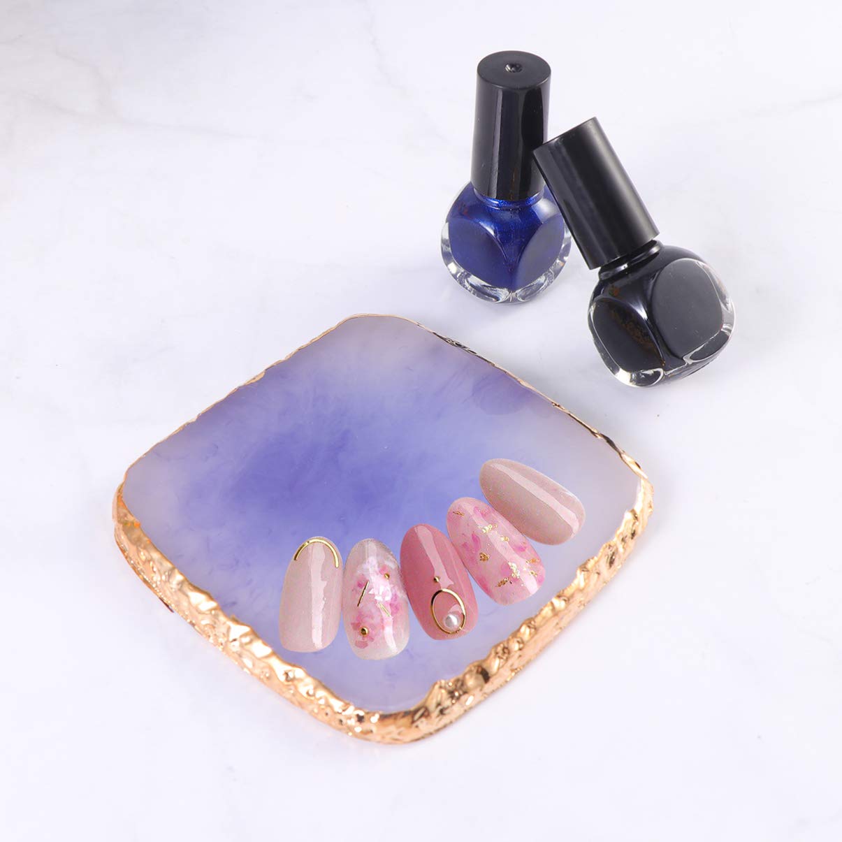 Exceart 1pc Purple Resin Nail Art Palette - Manicure & Makeup Tool for Professional Salon, DIY Nail Design, Home Use & Travel