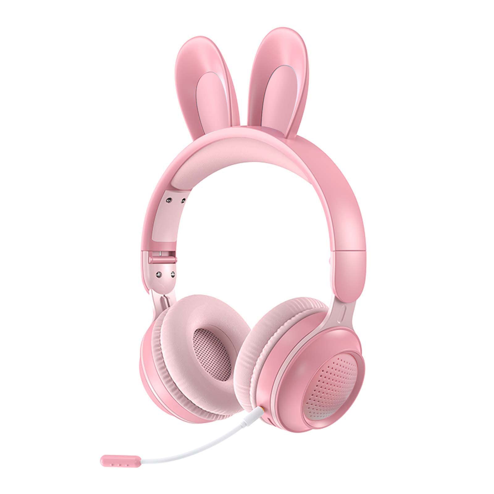 Foldable Bluetooth Headset with Glowing Rabbit Ears - Wireless Headphones for Phone & Computer, Universal Compatibility for Women (Perfect for Gaming, Workouts & Cosplay)