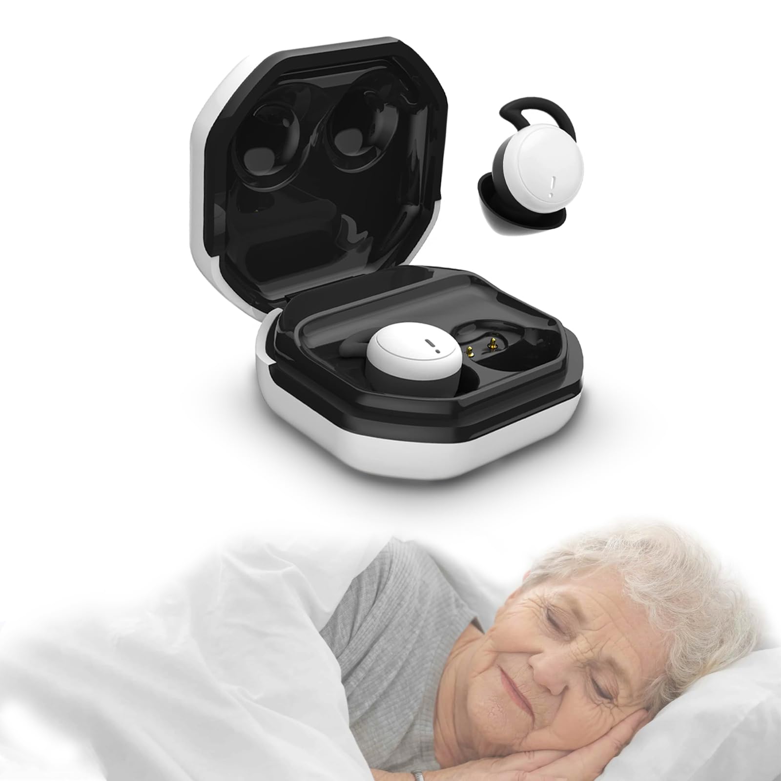 Wireless Bluetooth Sleep Earbuds for Side Sleepers - Ultra Soft Noise Cancelling Flat Earbuds for Sleeping, Painless Comfort for Small Ears (Black) | Perfect for Nighttime Relaxation, Travel & Office Naps
