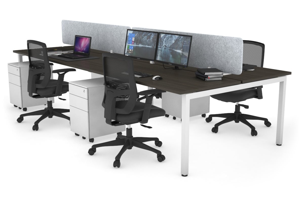 Quadro Square Legs 4-Person Office Workstation Desk - 1200L x 700W - Modern Office Furniture for Collaborative Workspaces & Team Meetings