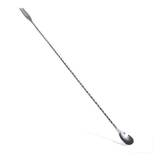 BarConic® Trident Bar Spoons - Professional Cocktail Mixing Spoon with Twisted Handle for Bartenders - Perfect for Crafting Martinis, Old Fashioned & Cocktails at Home Bars or Professional Use