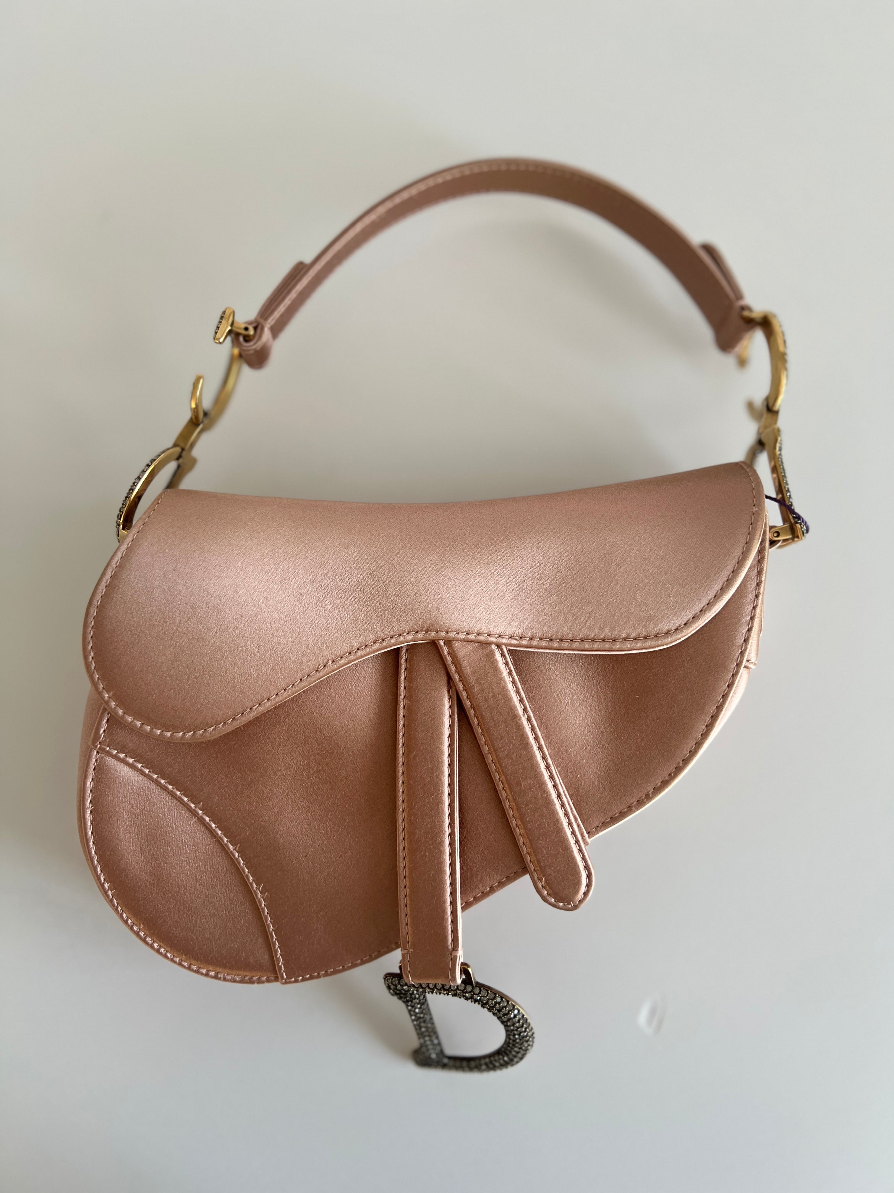 Dior Small Rose Pink Satin Saddle Bag - Luxury Designer Handbag for Women, Perfect for Parties, Weddings & Everyday Elegance