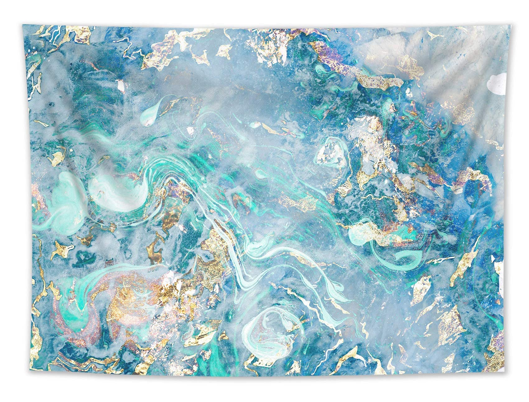 Modern Blue & Gold Marble Tapestry - Minimalist Wall Art for Living Room & Bedroom Decor